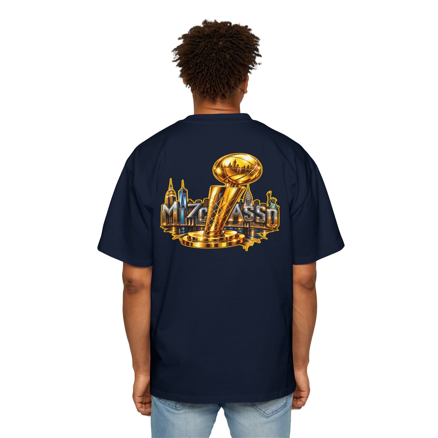 Championship Trophy Graphic Tee — 'MVP Assn' Gold City Back Print