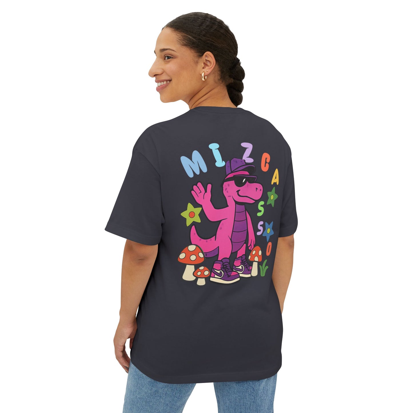 Playful Unisex Oversized Boxy Tee - ‘Mizcasso’ Graphic Shirt