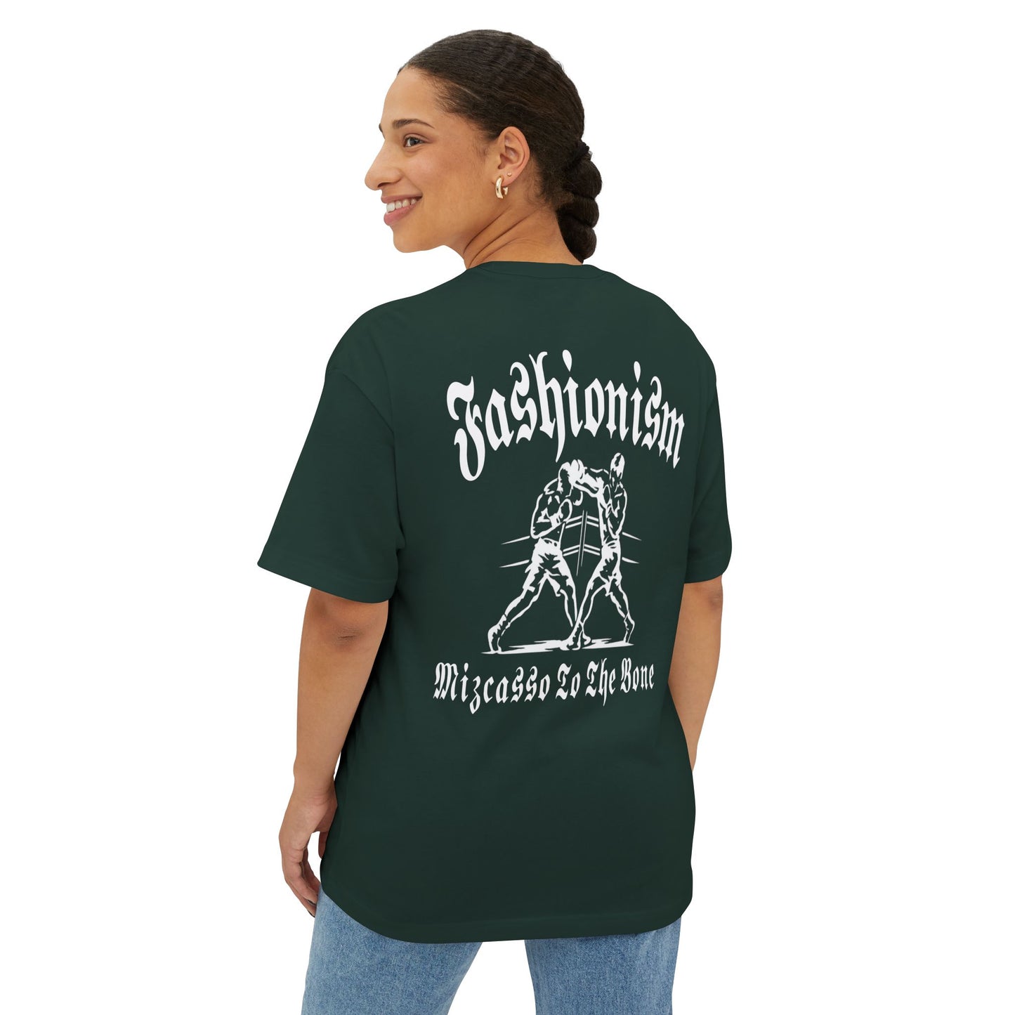 Fashionism Graphic Tee — "Mizcasso To The Bone" Oversized Boxy Shirt