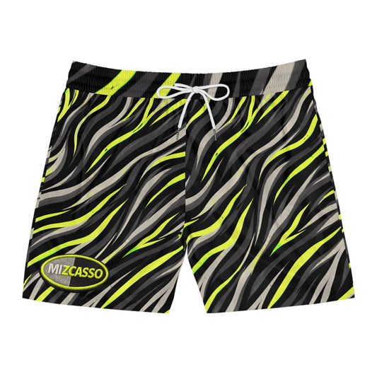 Men's Swim Shorts — Neon Zebra Wave All-Over Print