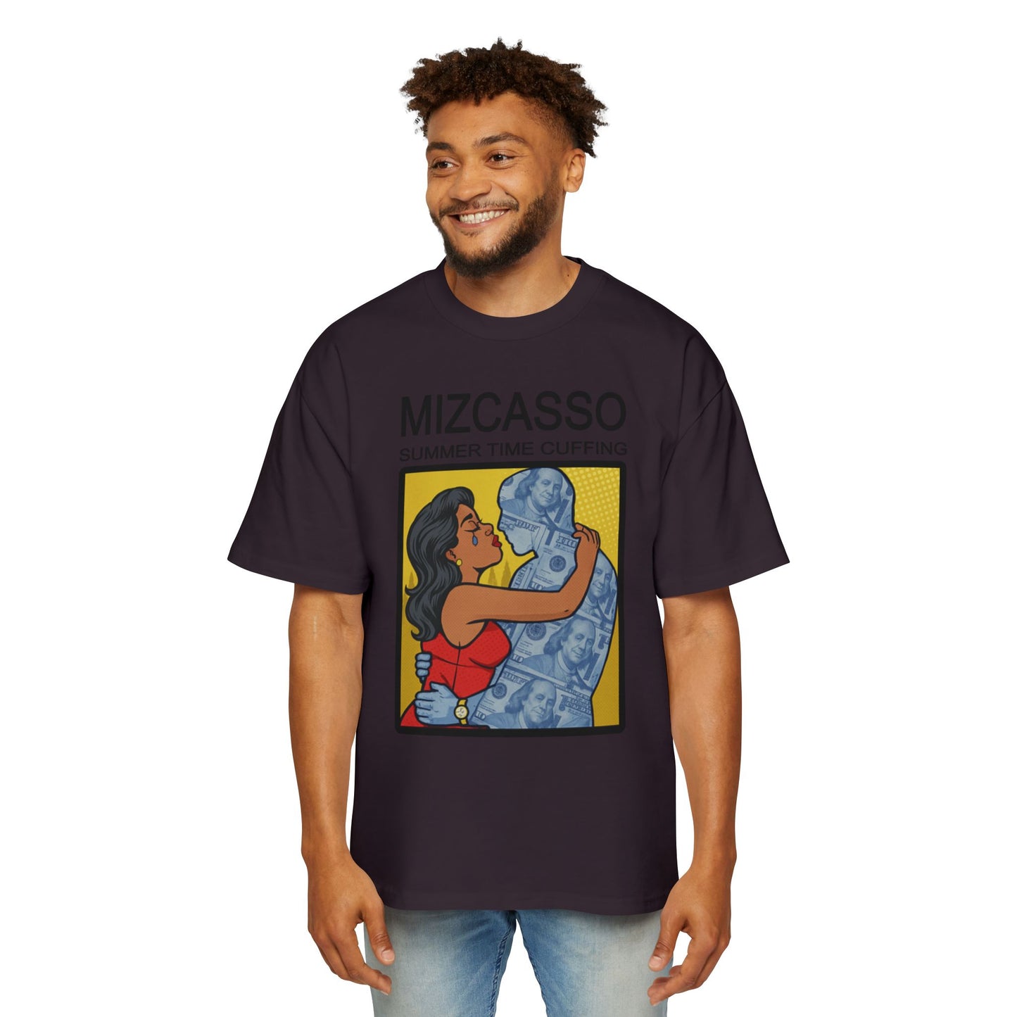 Men's Heavy Oversized Tee - Mizcasso Summer Time Cuffing Graphic