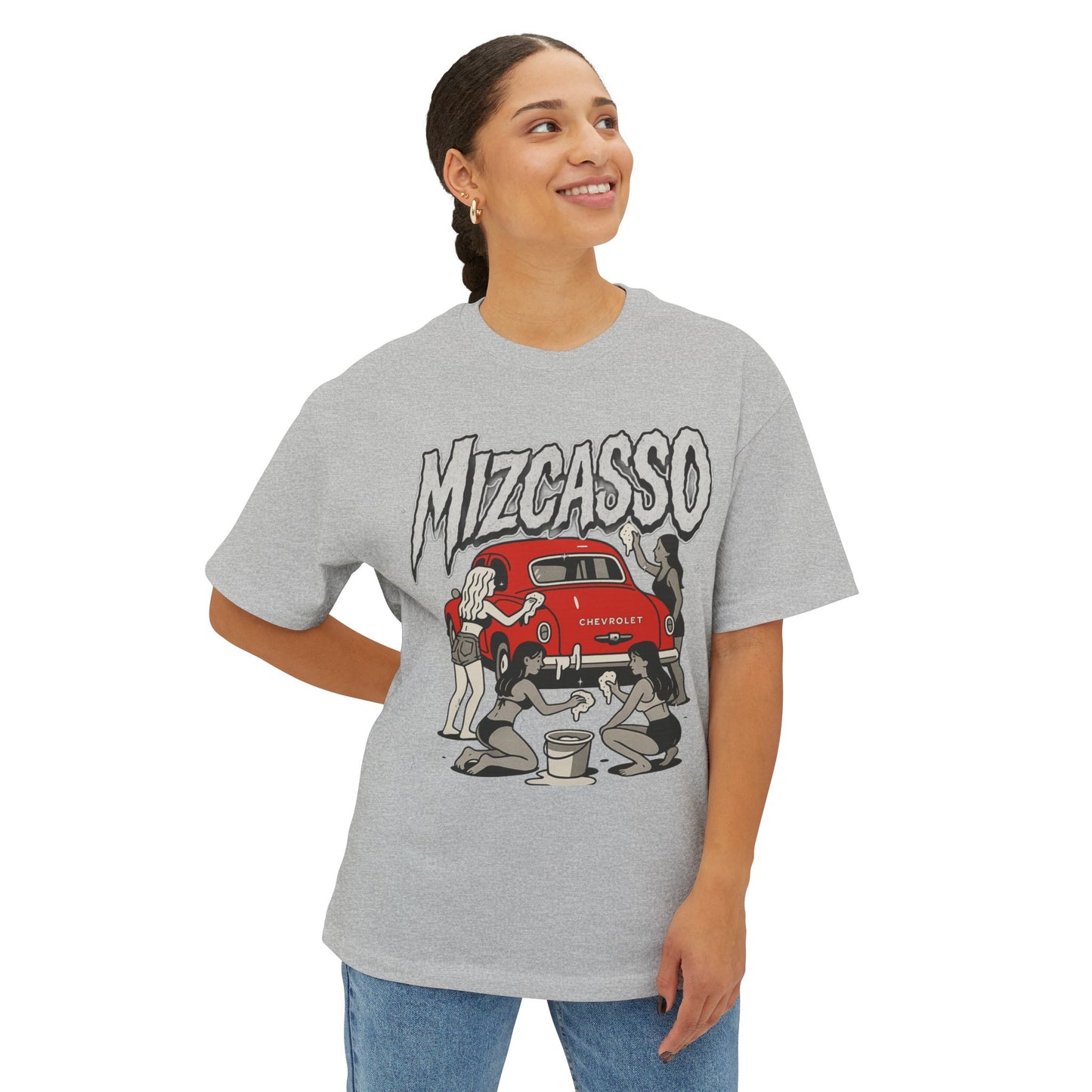 Vintage Mizcasso Oversized Tee - Fun Retro Car and Artist Design