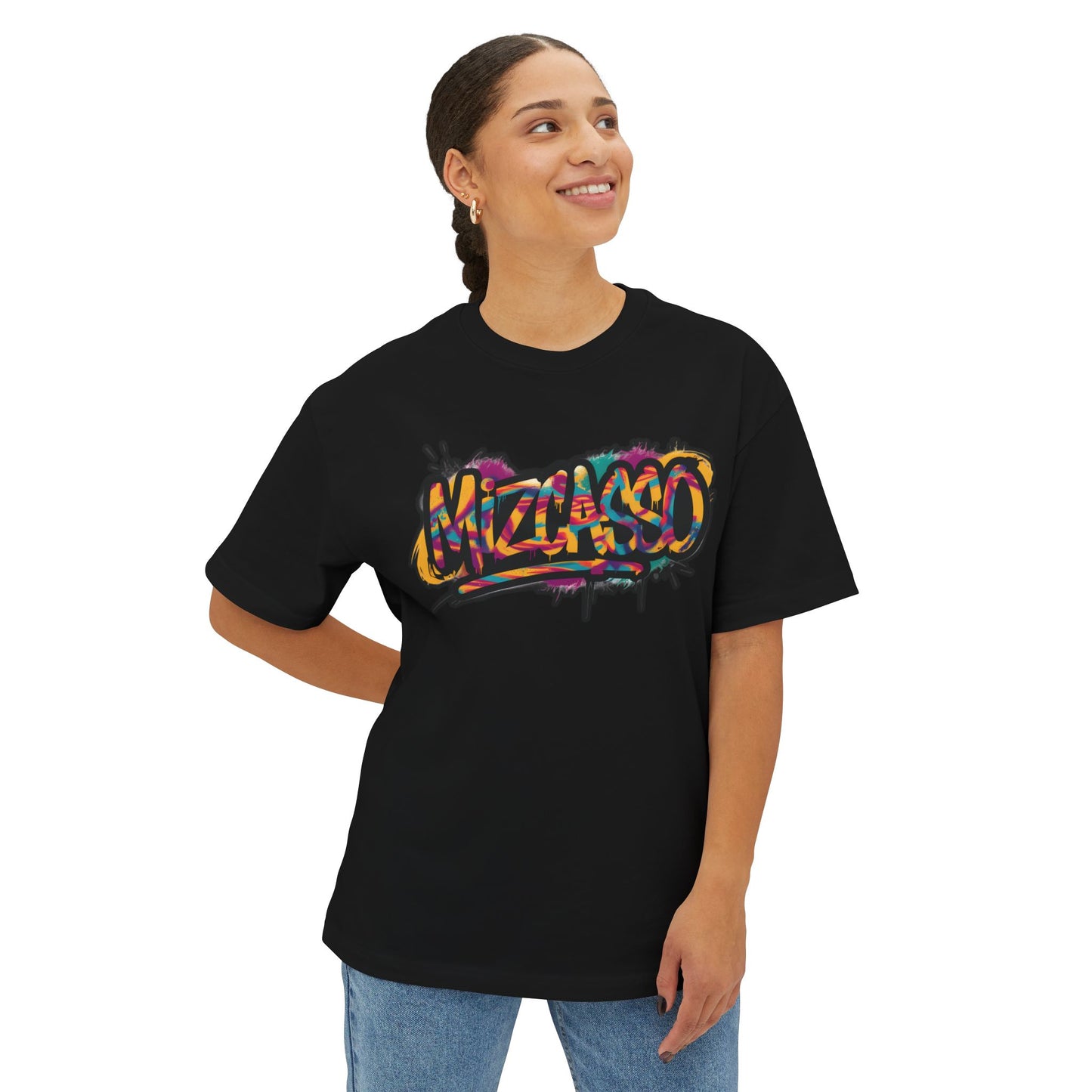 Graffiti-Inspired Unisex Oversized Boxy Tee - Urban Street Style Artwork