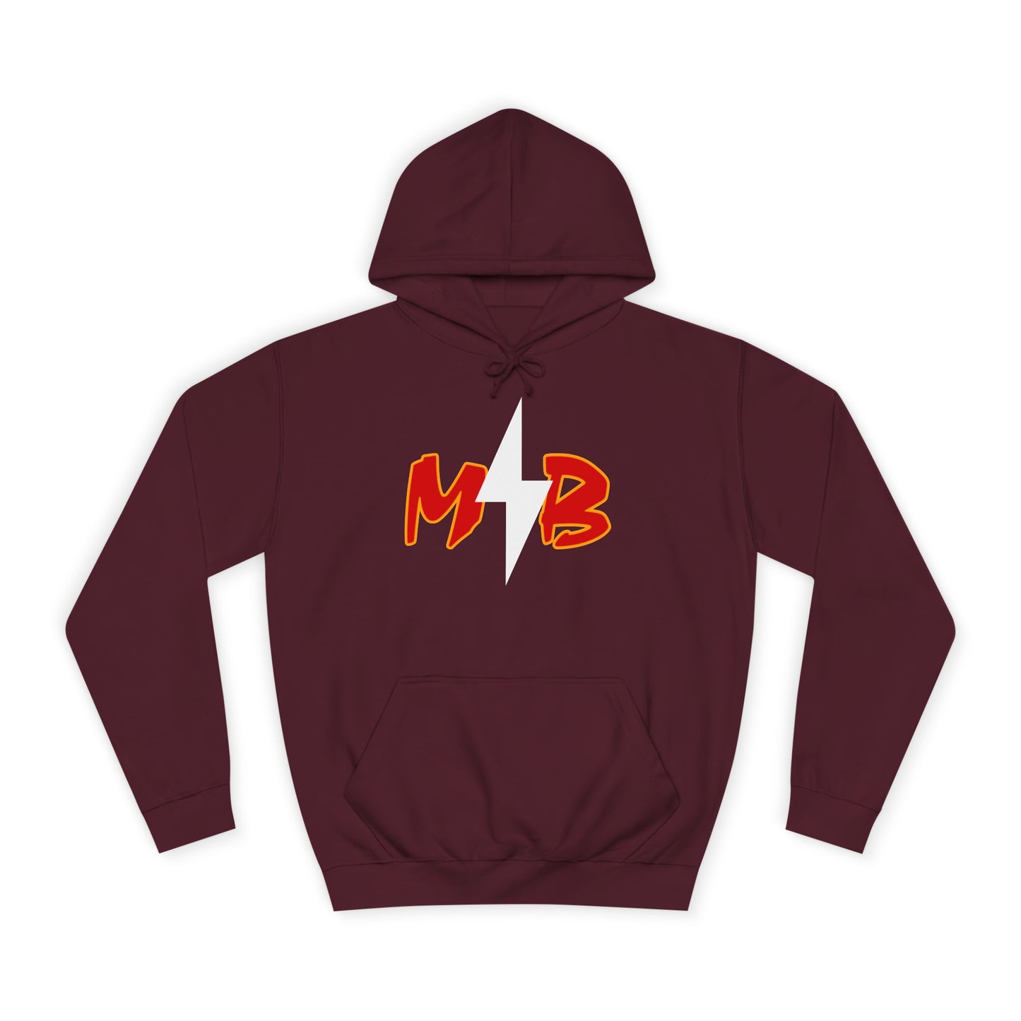 MB Lightning Hoodie — College Crew Pullover with Bold Red Initials