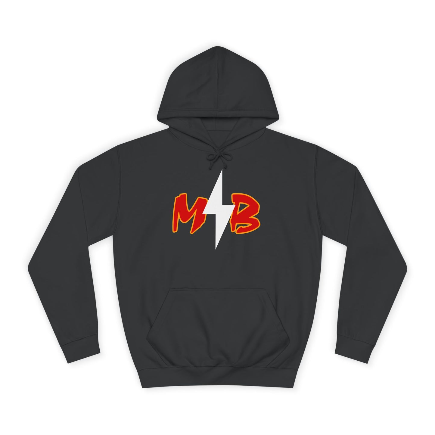MB Lightning Hoodie — College Crew Pullover with Bold Red Initials