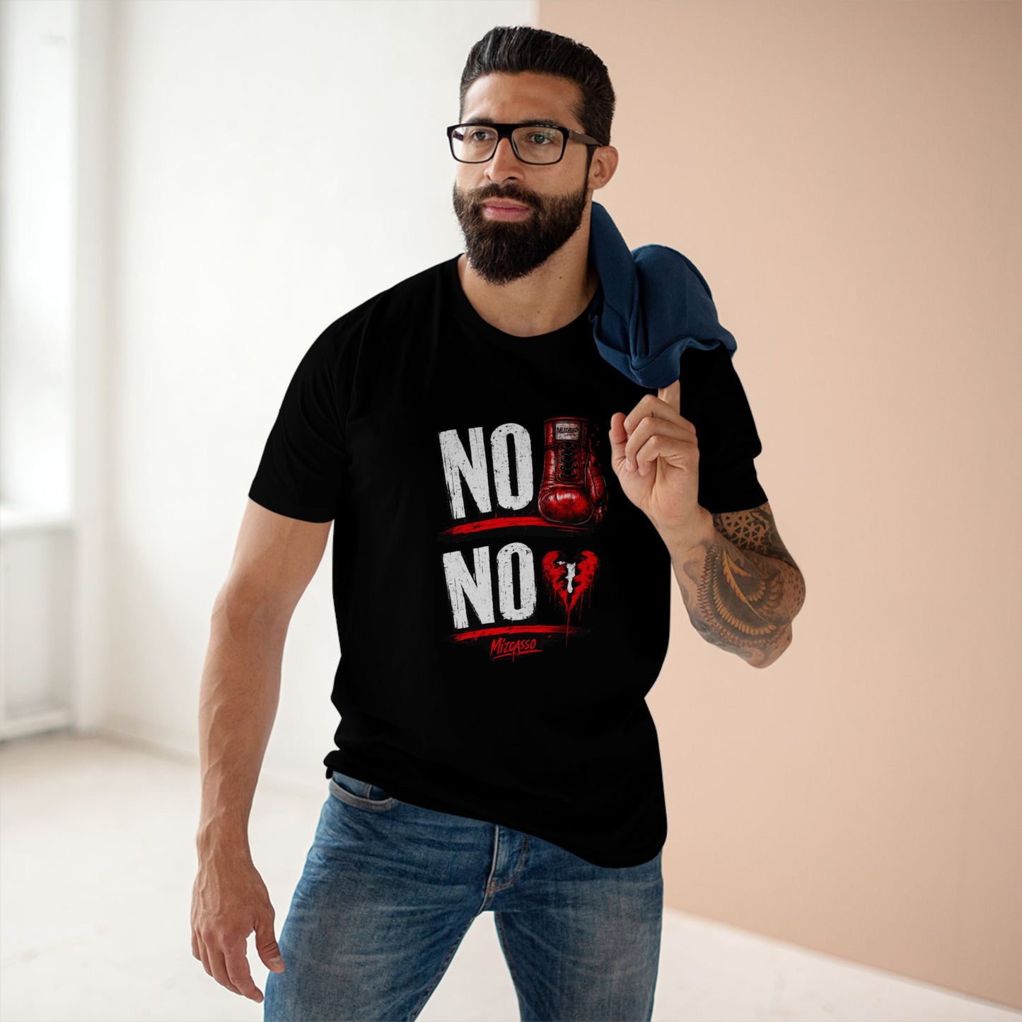 No Heartbreak Tee — 'No' Boxing Gloves & Broken Heart Graphic T-Shirt