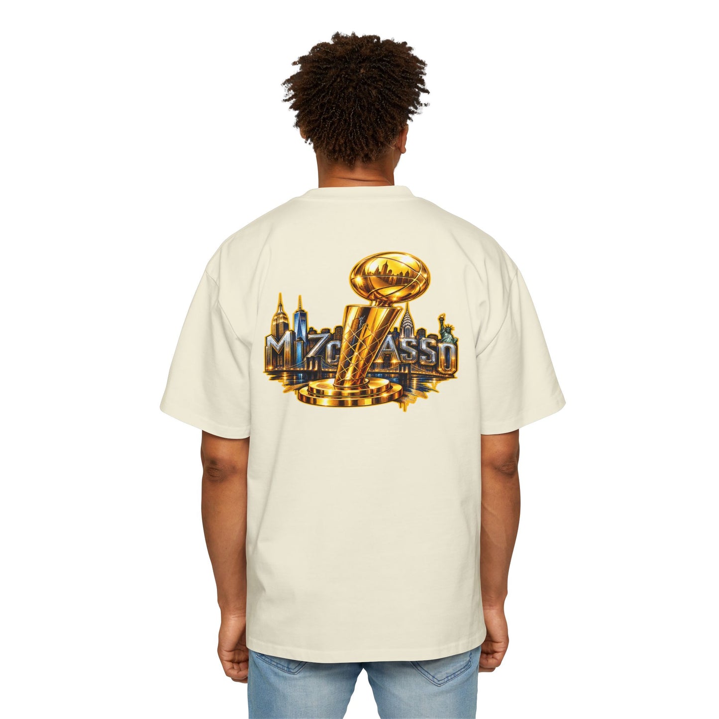 Championship Trophy Graphic Tee — 'MVP Assn' Gold City Back Print