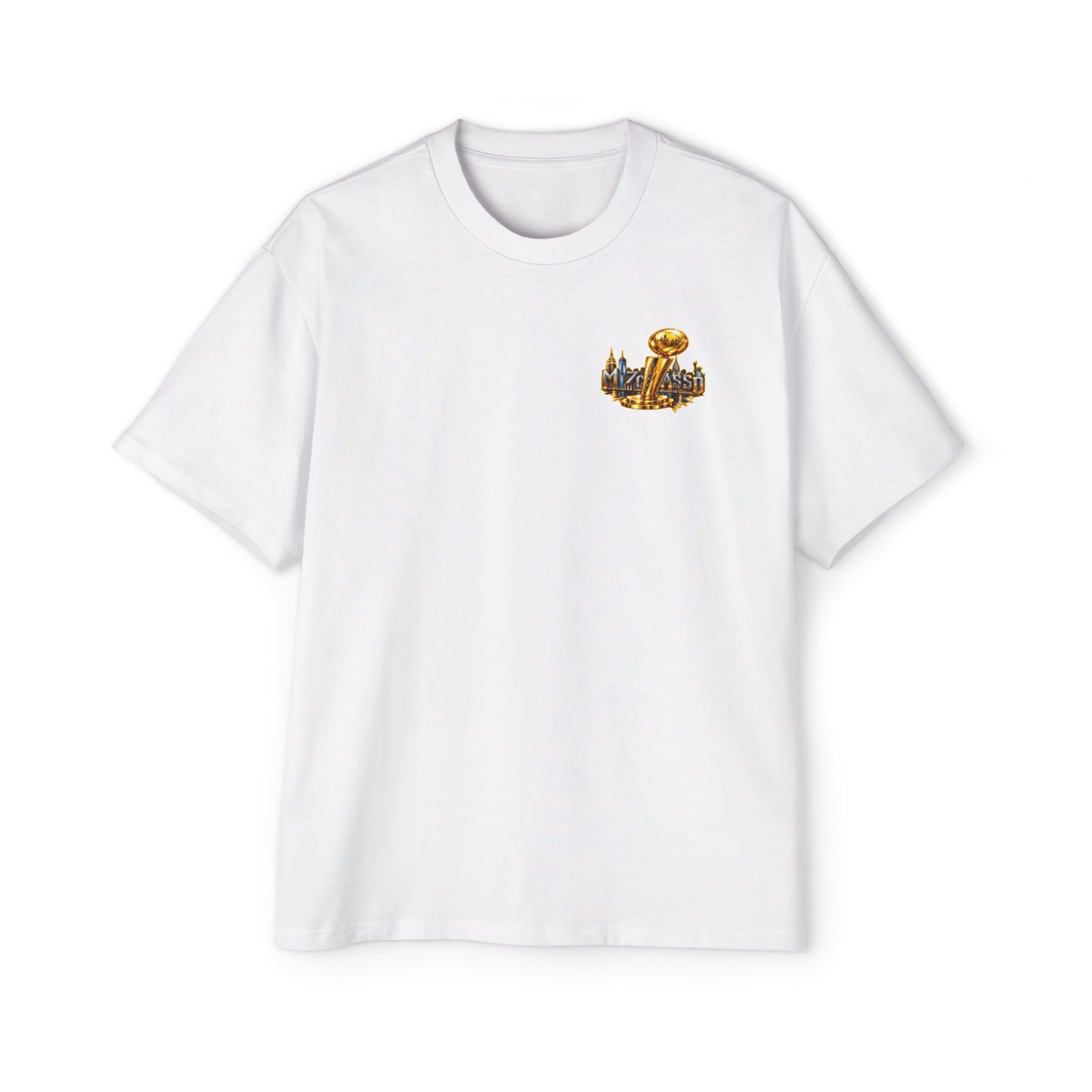 Championship Trophy Graphic Tee — 'MVP Assn' Gold City Back Print
