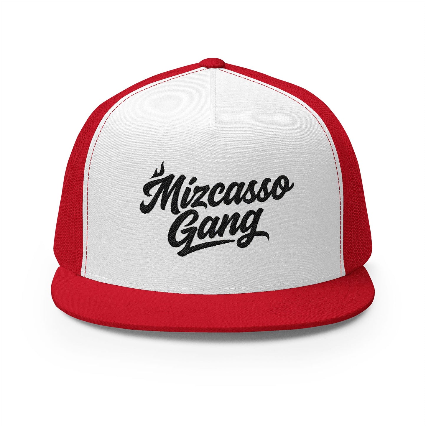 Mizcasso Gang Embroidered 5 Panel Trucker Cap - Vintage Style Hat for Casual Wear