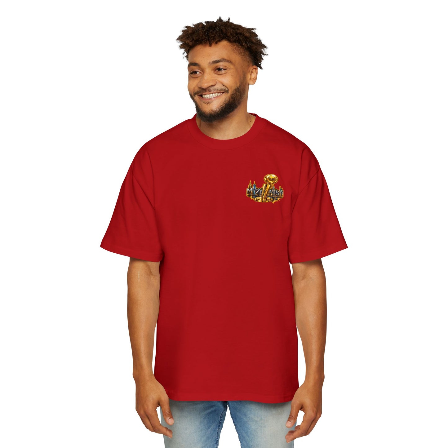 Championship Trophy Graphic Tee — 'MVP Assn' Gold City Back Print
