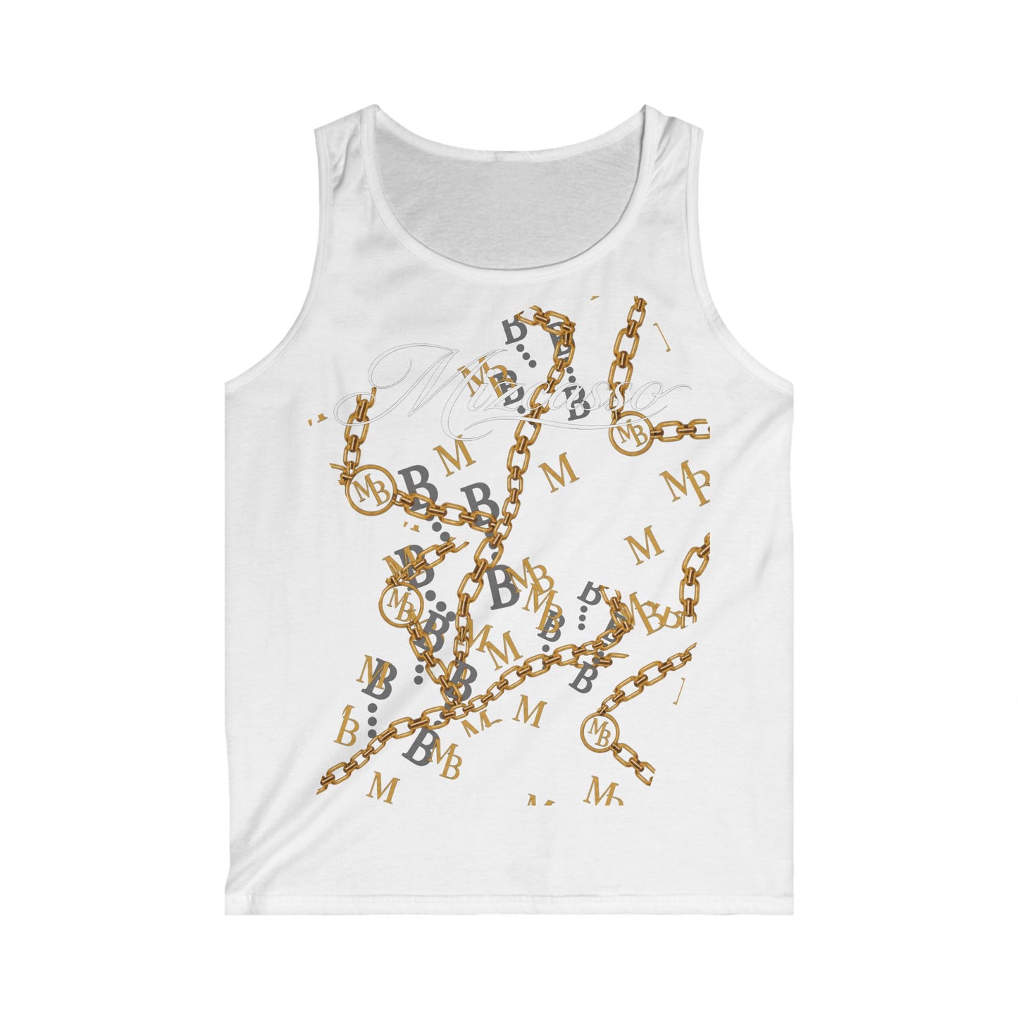 Chain Print Tank Top — Gold Monogram Baroque Graphic Men's Tank