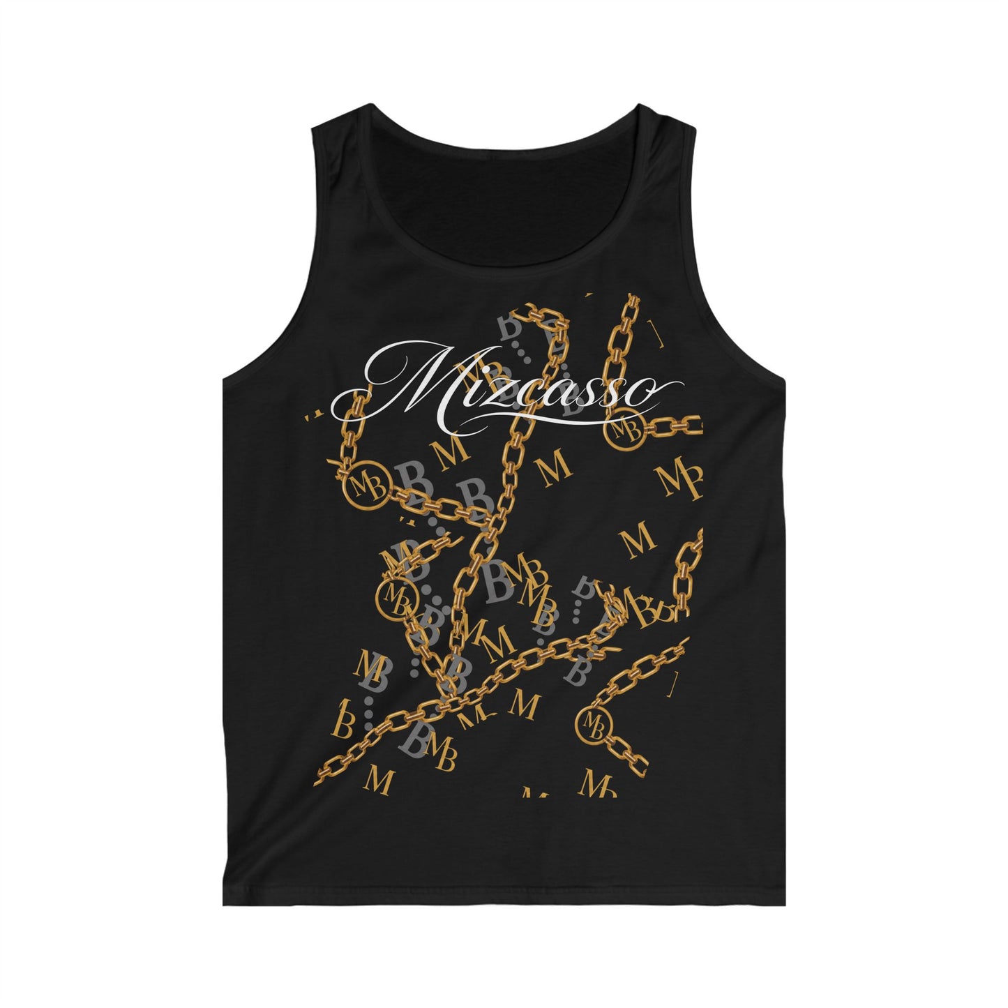 Chain Print Tank Top — Gold Monogram Baroque Graphic Men's Tank