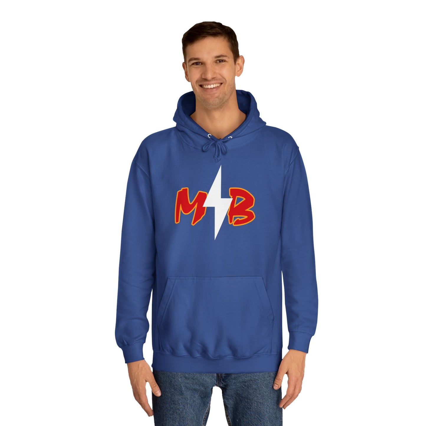 MB Lightning Hoodie — College Crew Pullover with Bold Red Initials