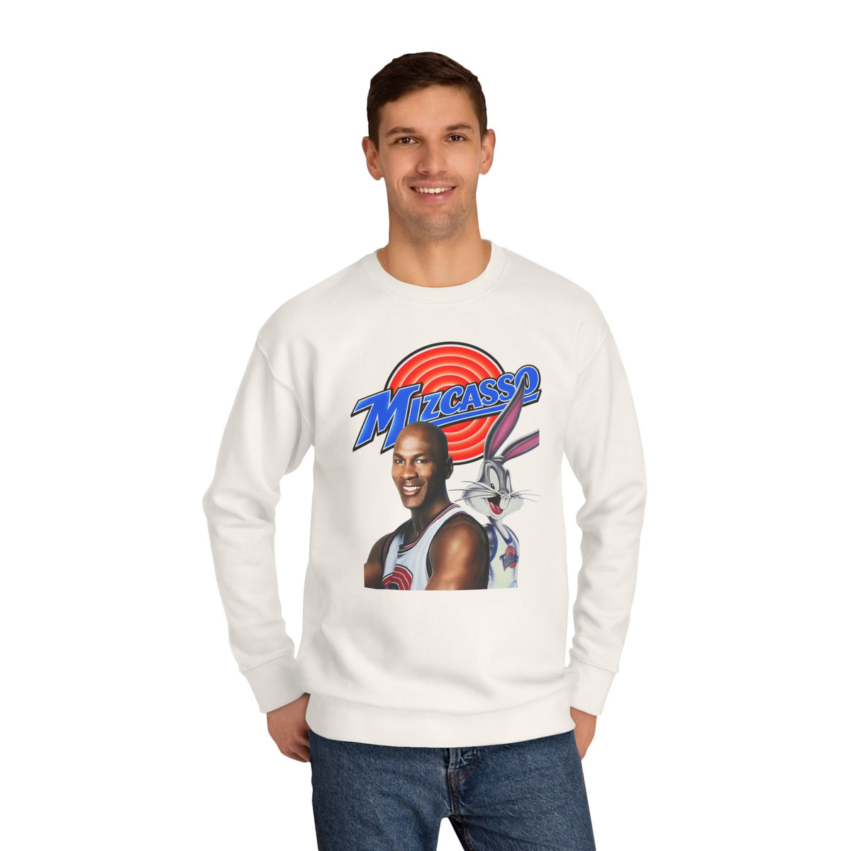 Retro Basketball Crewneck Sweatshirt - 'Mizcass' Space Jam Style Design