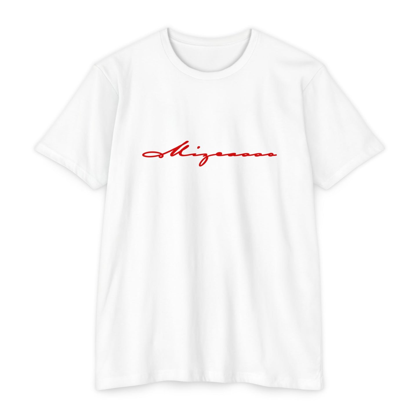 Mizuno Script Tee — Minimal Red Cursive Graphic T-Shirt
