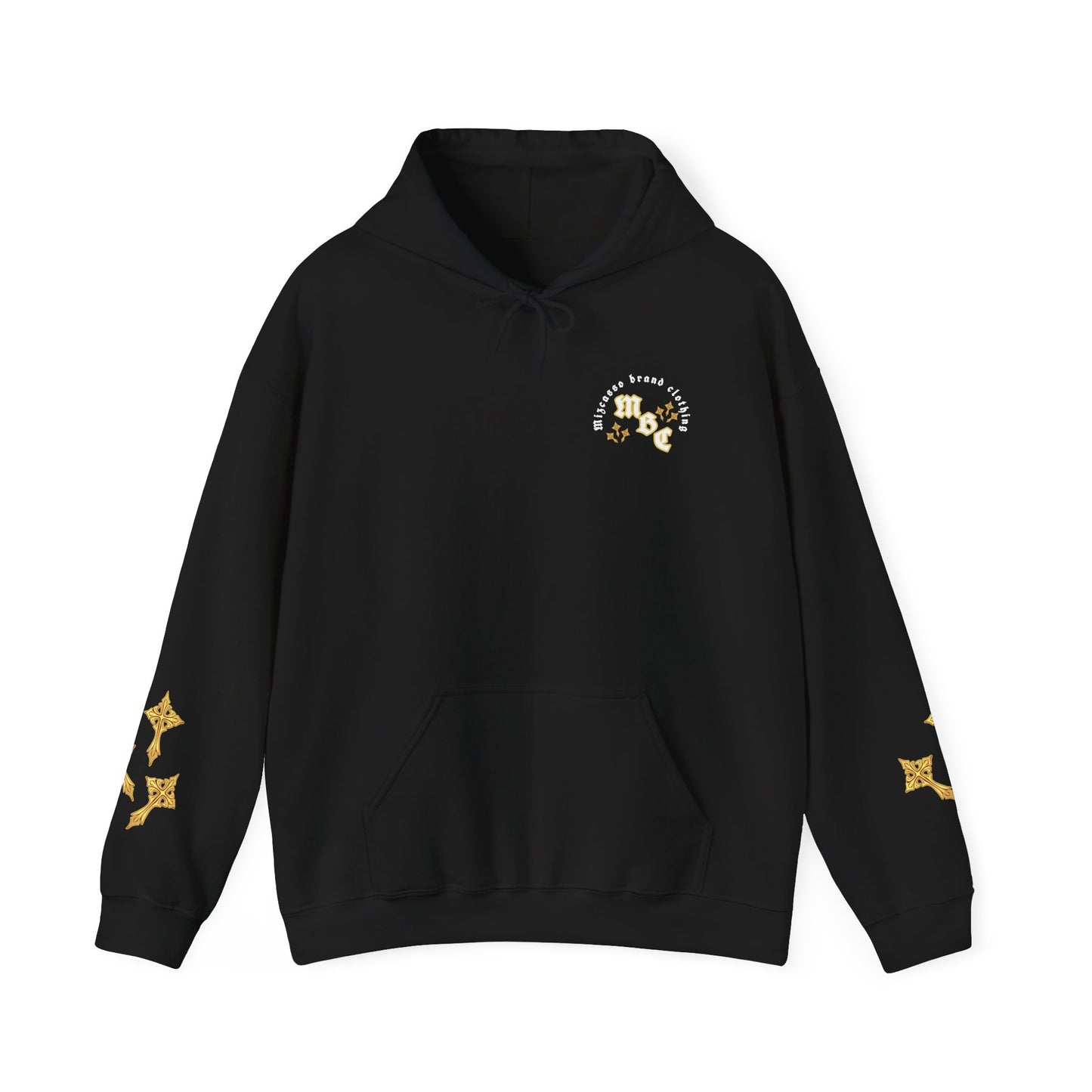 Love Me In Exile Hoodie — Gothic Gold Star Graphic Pullover