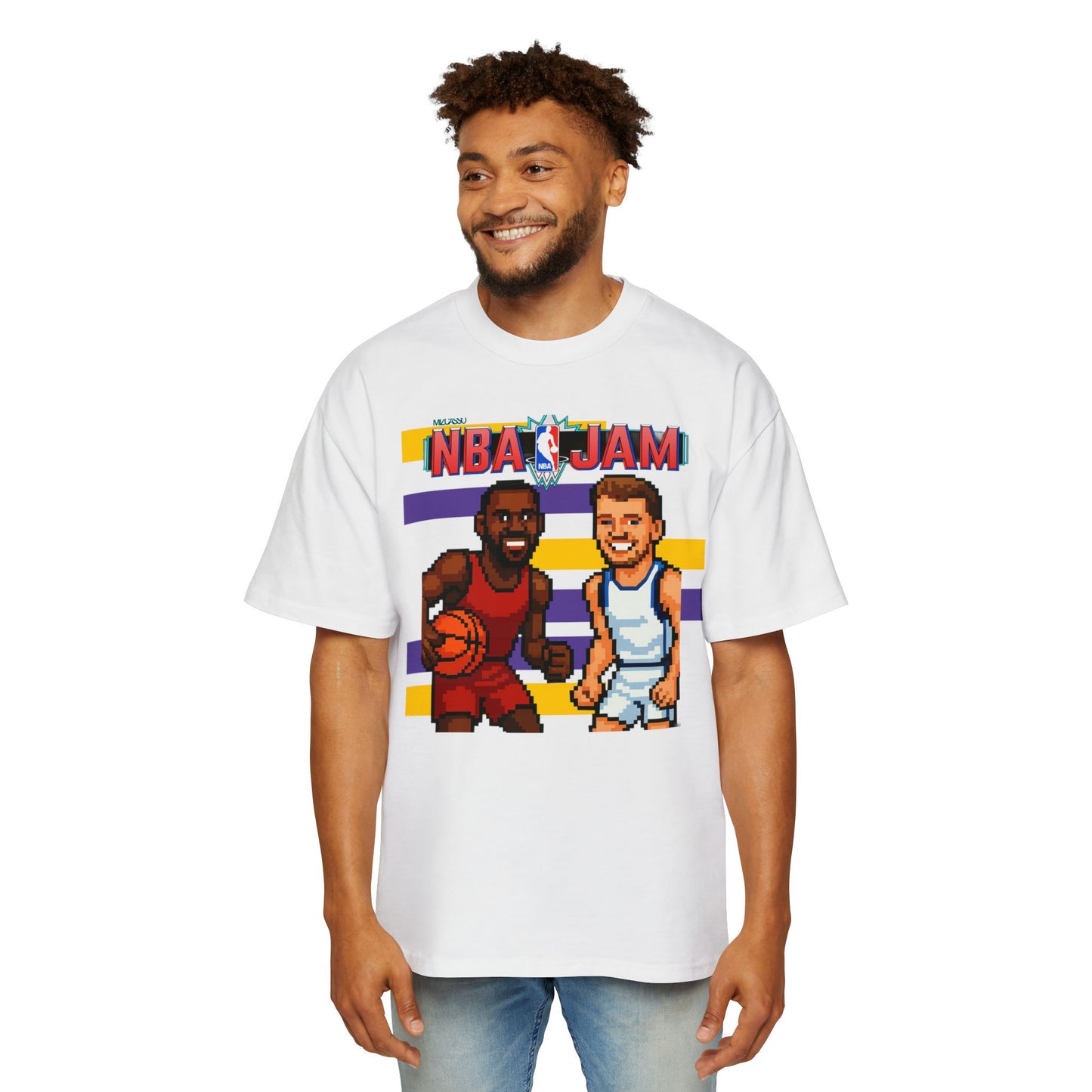 Men's NBA Jam Oversized Tee - Retro Basketball Graphic T-Shirt for Sports Fans