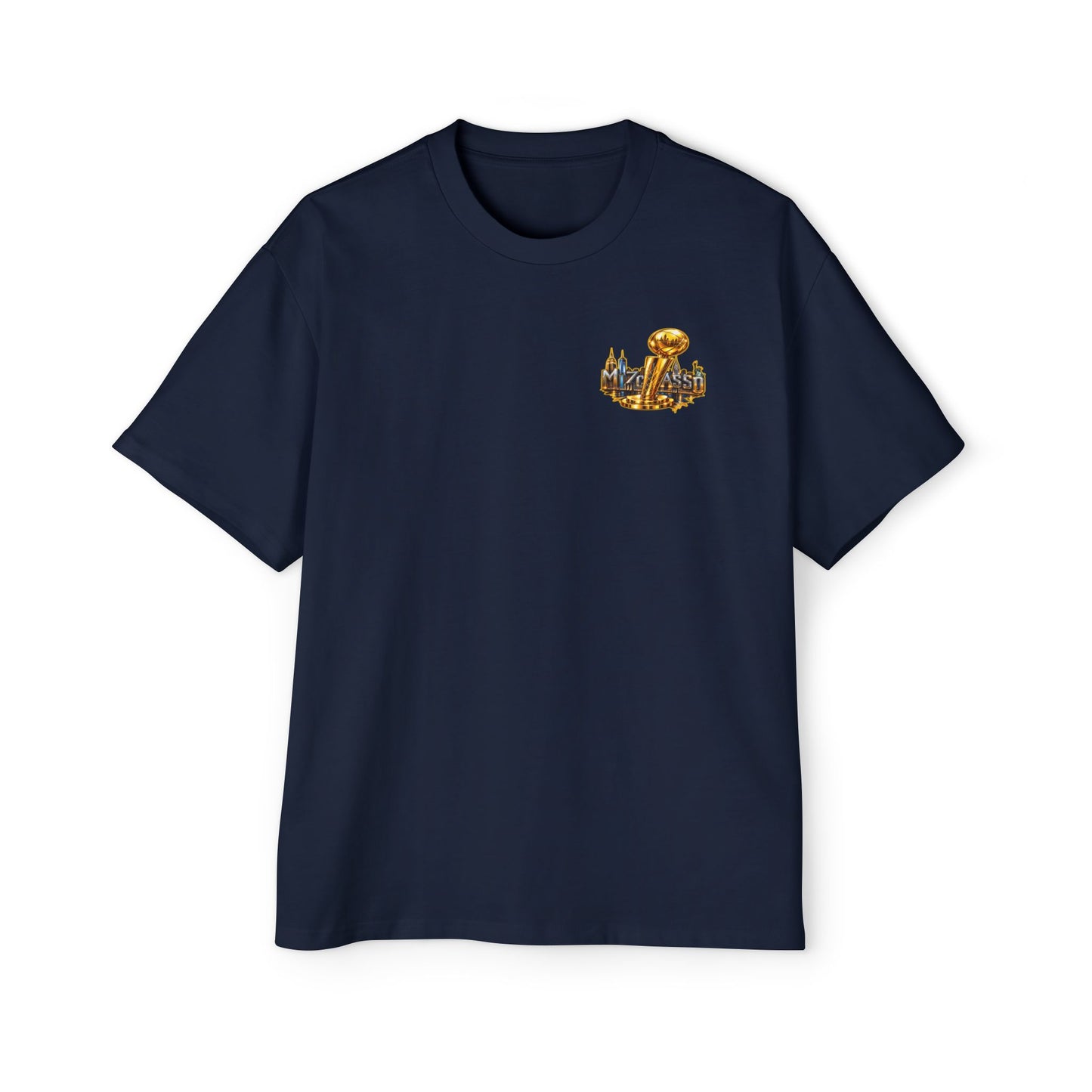 Championship Trophy Graphic Tee — 'MVP Assn' Gold City Back Print