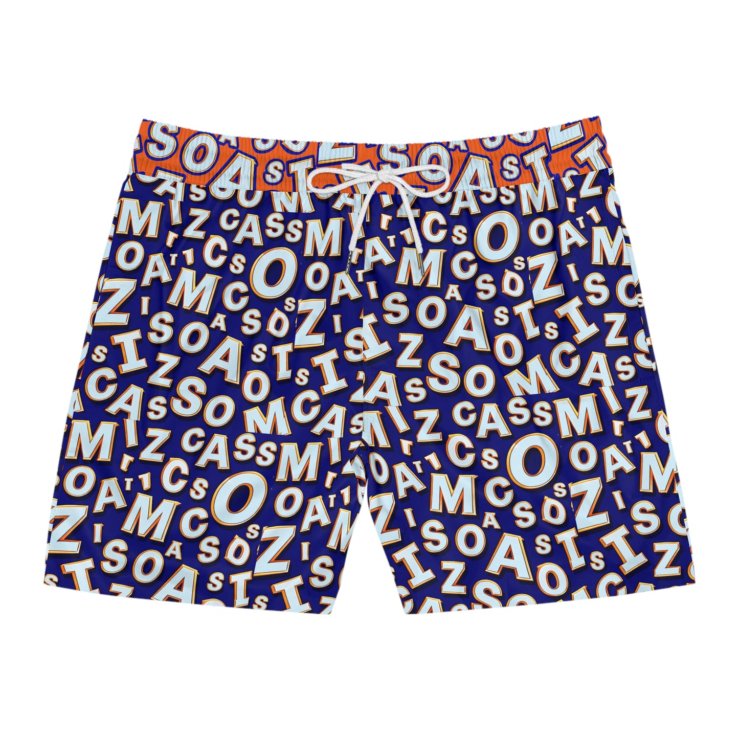 Letter-Print Men's Swim Shorts — Bold Typographic Pattern