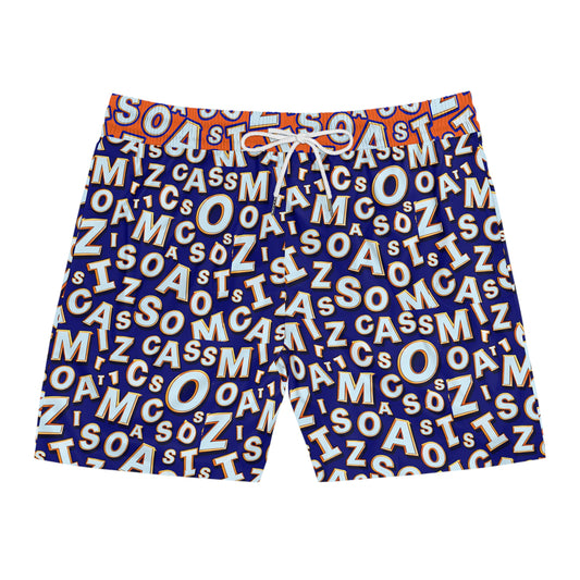 Letter-Print Men's Swim Shorts — Bold Typographic Pattern