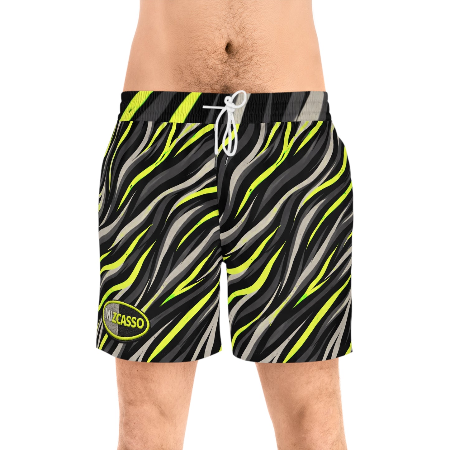 Men's Swim Shorts — Neon Zebra Wave All-Over Print