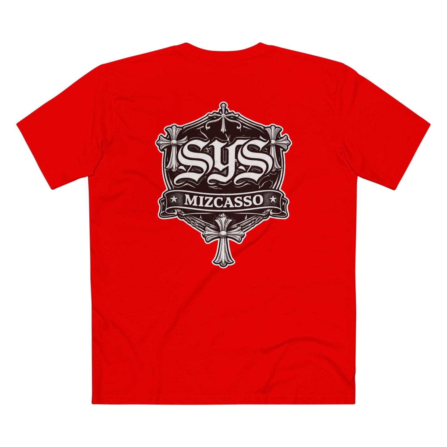 SYS Mizcasso Crest T-Shirt — Gothic Shield Logo Tee
