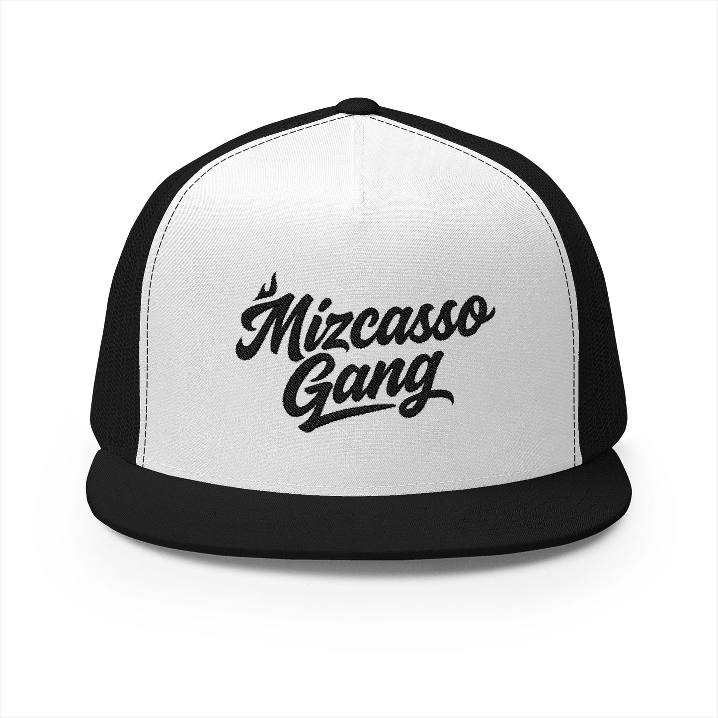 Mizcasso Gang Embroidered 5 Panel Trucker Cap - Vintage Style Hat for Casual Wear