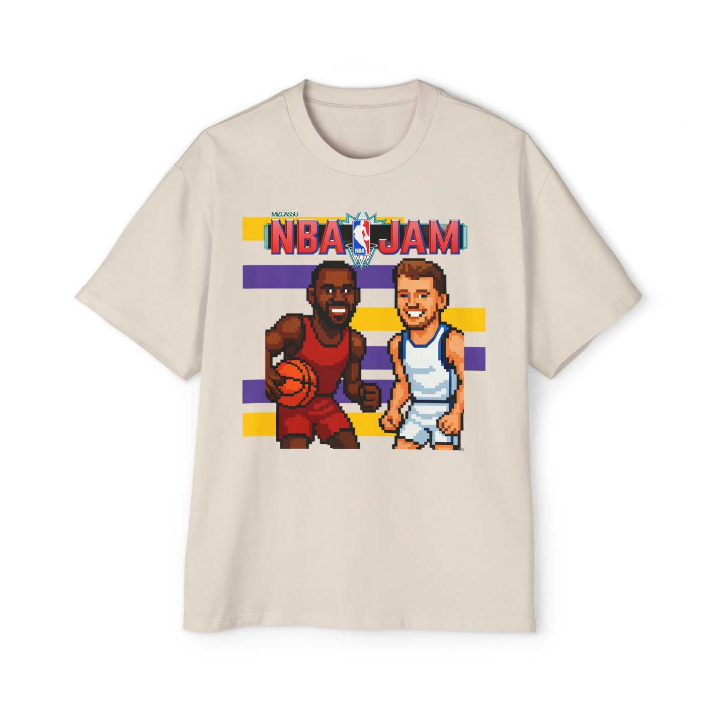 Men's NBA Jam Oversized Tee - Retro Basketball Graphic T-Shirt for Sports Fans