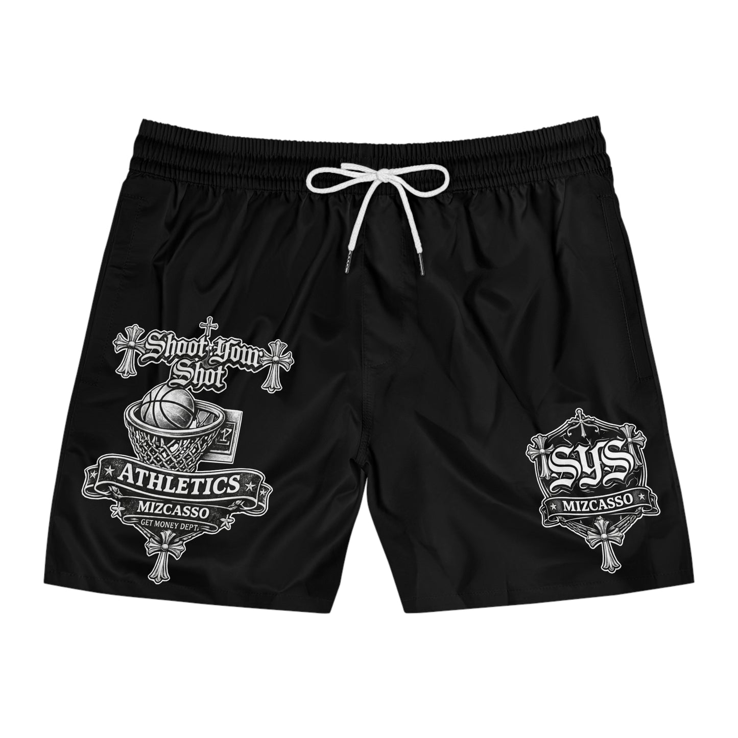 Men's Athletic Swim Shorts – 'Shoot Your Shot' Basketball Graphic