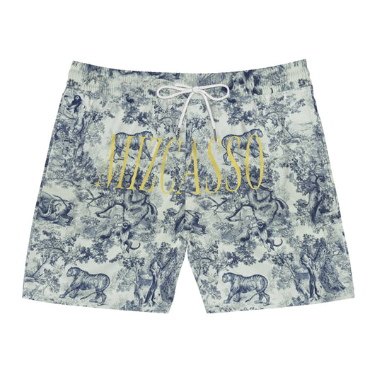 Men's Jungle Print Swim Shorts – Stylish Mid-Length Beachwear