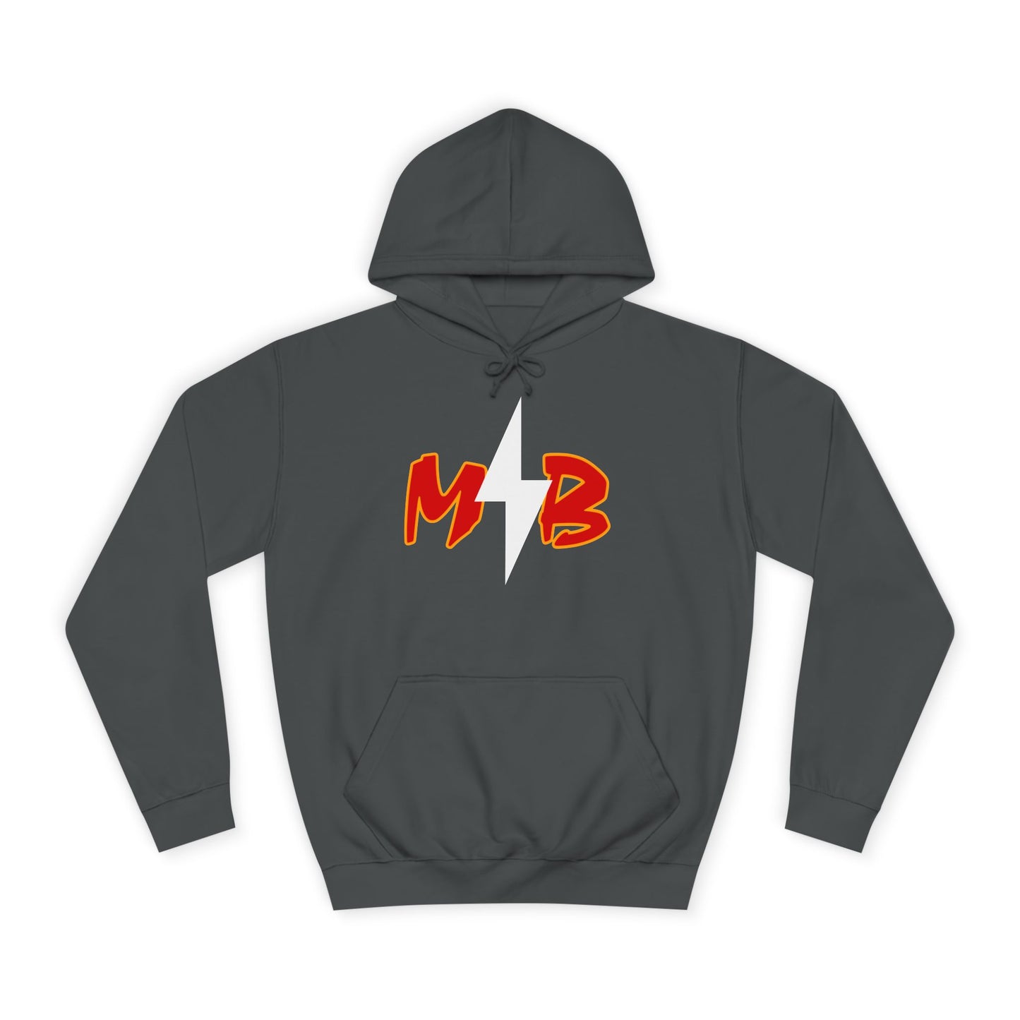 MB Lightning Hoodie — College Crew Pullover with Bold Red Initials