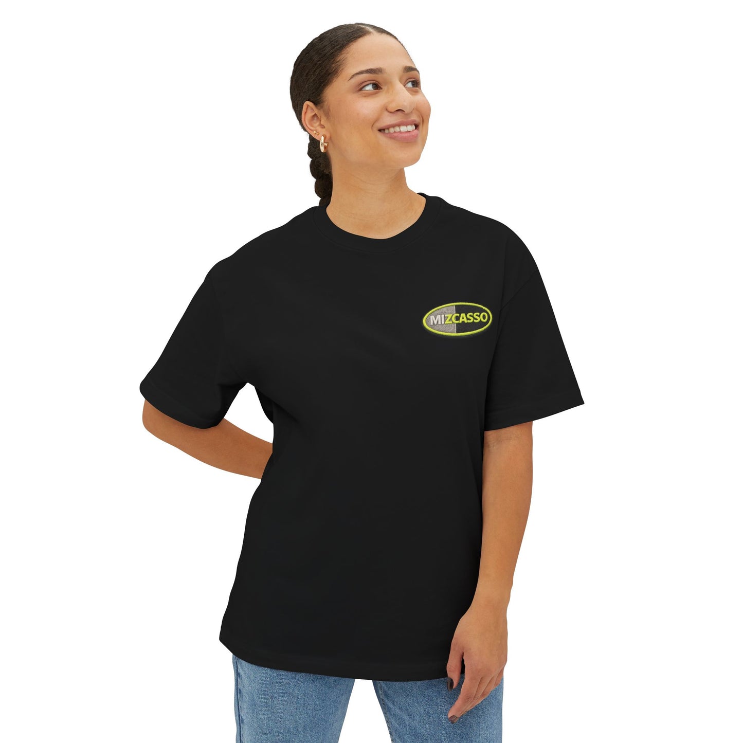 Mizcasso Logo Boxy Tee — Minimal Vintage Graphic T-Shirt