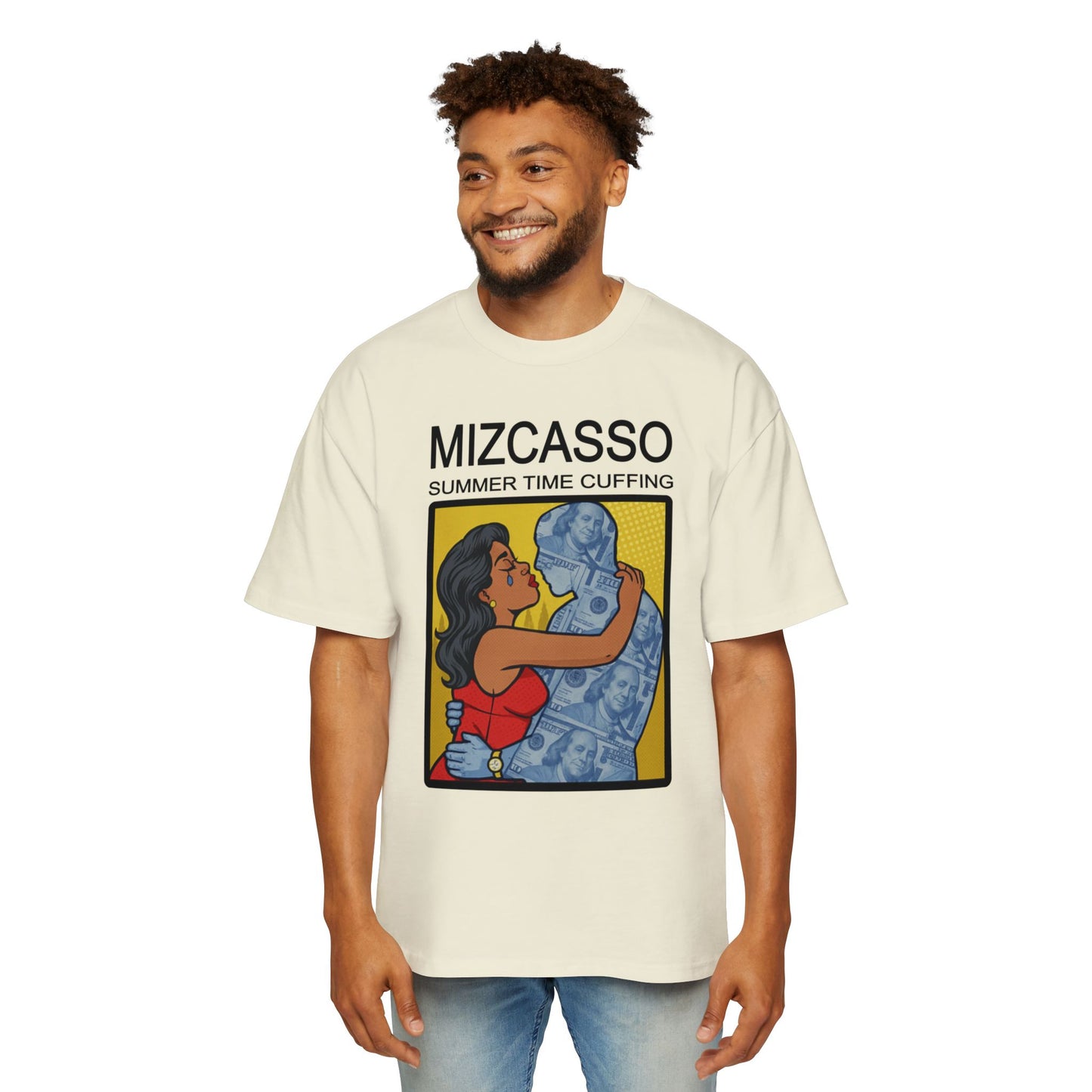 Men's Heavy Oversized Tee - Mizcasso Summer Time Cuffing Graphic