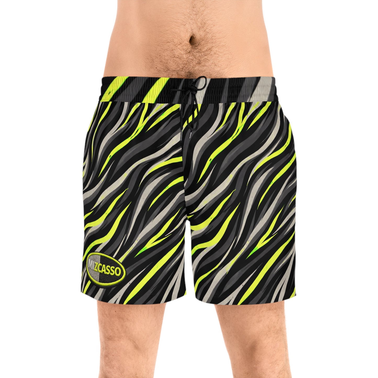 Men's Swim Shorts — Neon Zebra Wave All-Over Print