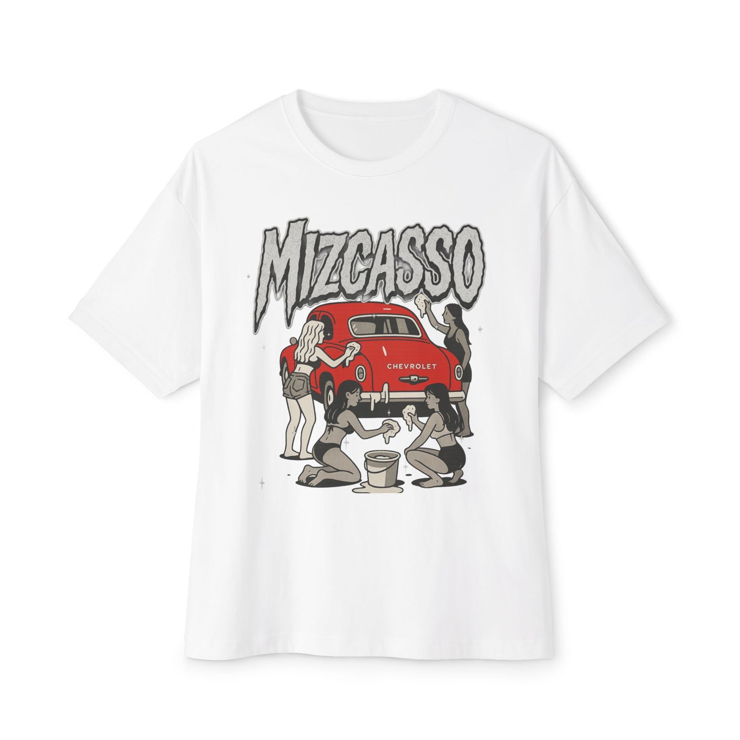 Vintage Mizcasso Oversized Tee - Fun Retro Car and Artist Design