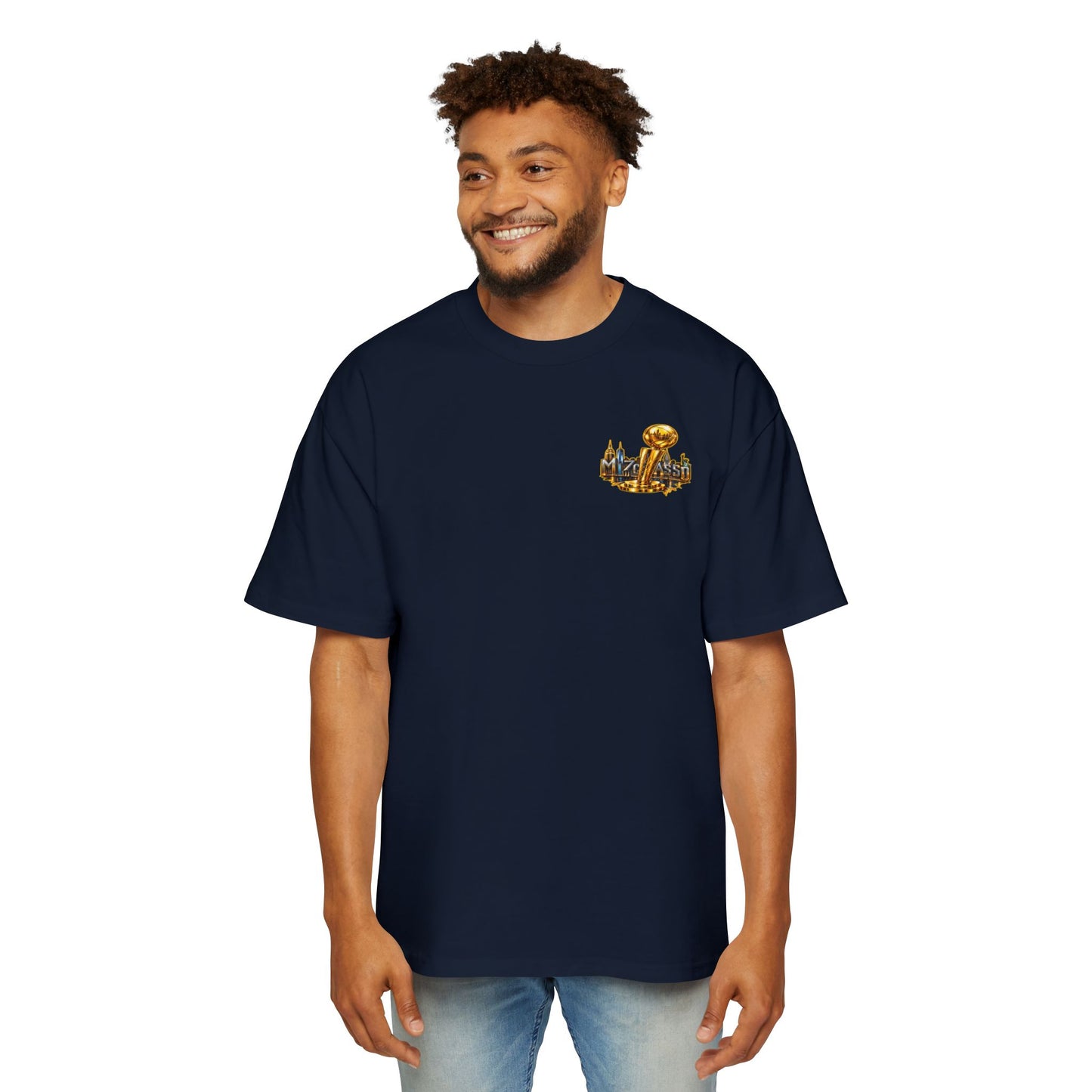Championship Trophy Graphic Tee — 'MVP Assn' Gold City Back Print