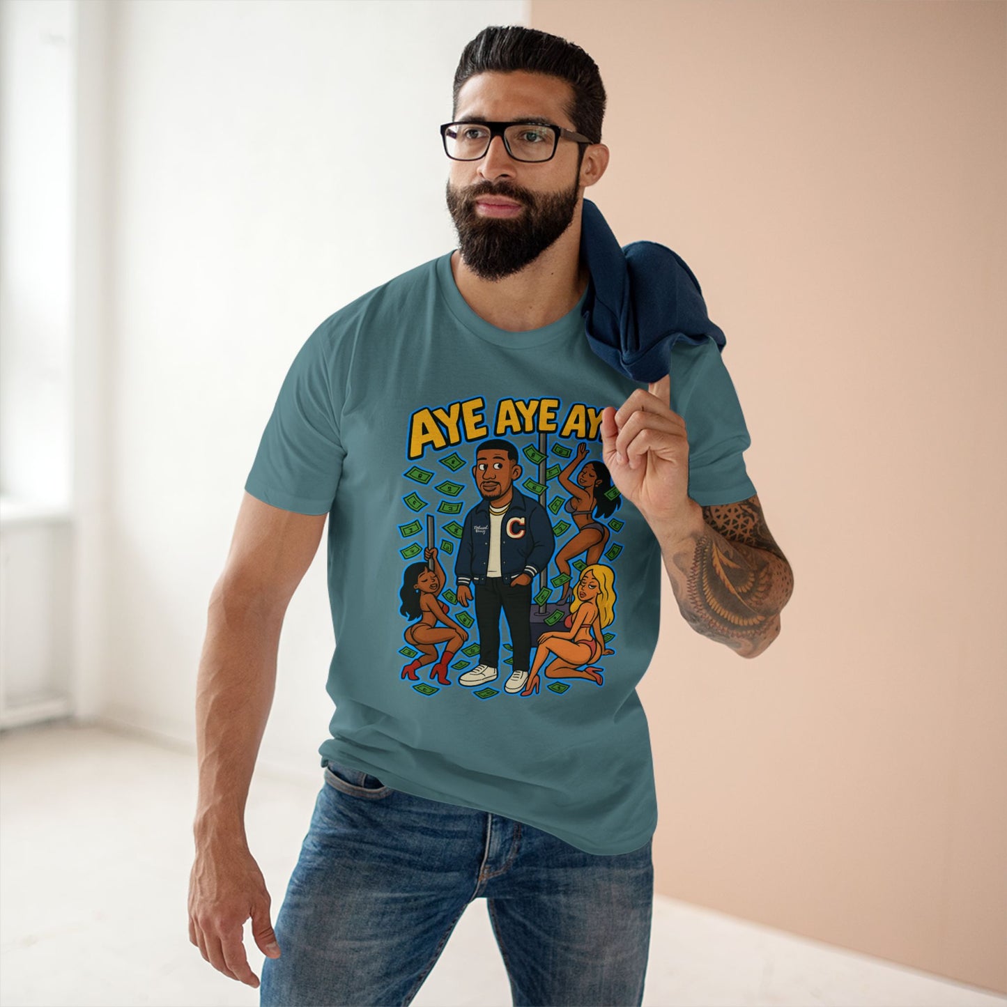 Adult Graphic Tee, Casual Streetwear, Unique Gift for Men, Fun Summer Shirt, Music Festival Apparel