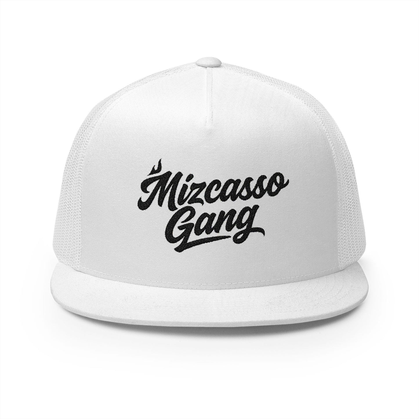 Mizcasso Gang Embroidered 5 Panel Trucker Cap - Vintage Style Hat for Casual Wear