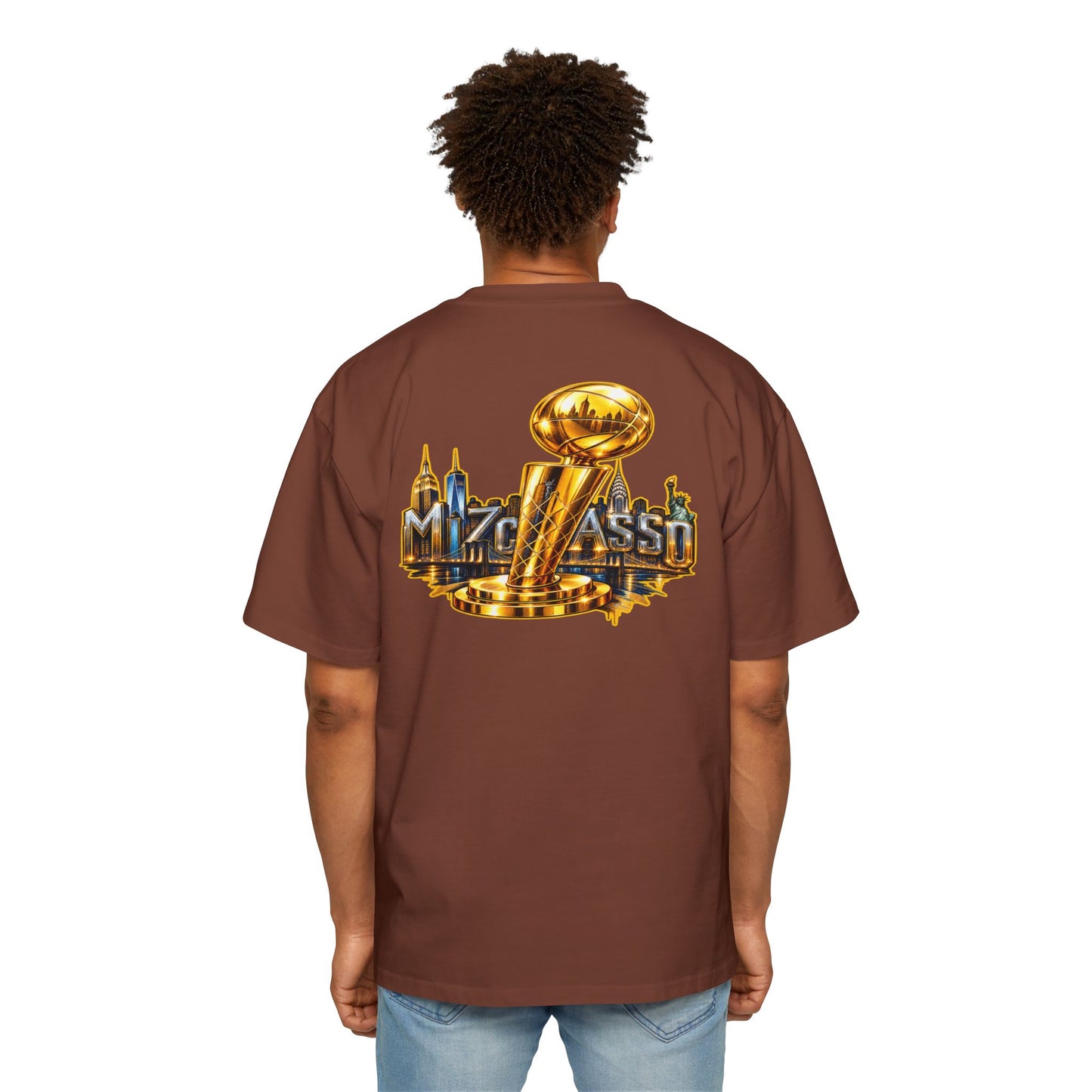Championship Trophy Graphic Tee — 'MVP Assn' Gold City Back Print