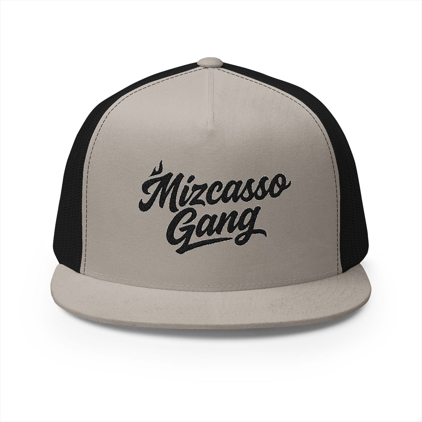 Mizcasso Gang Embroidered 5 Panel Trucker Cap - Vintage Style Hat for Casual Wear