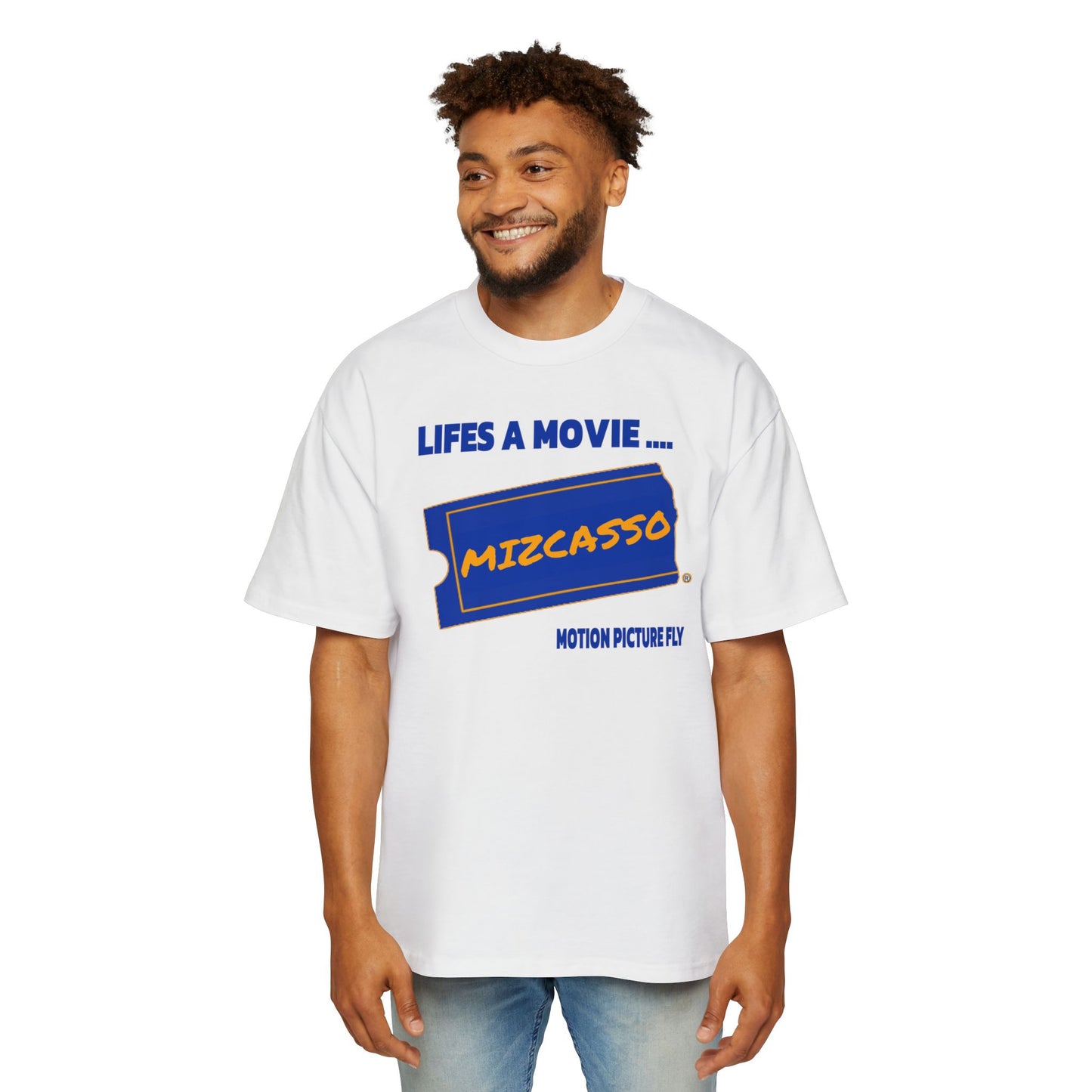 Men's Heavy Oversized Tee - 'Lifes a Movie' Graphic T-Shirt for Movie Lovers