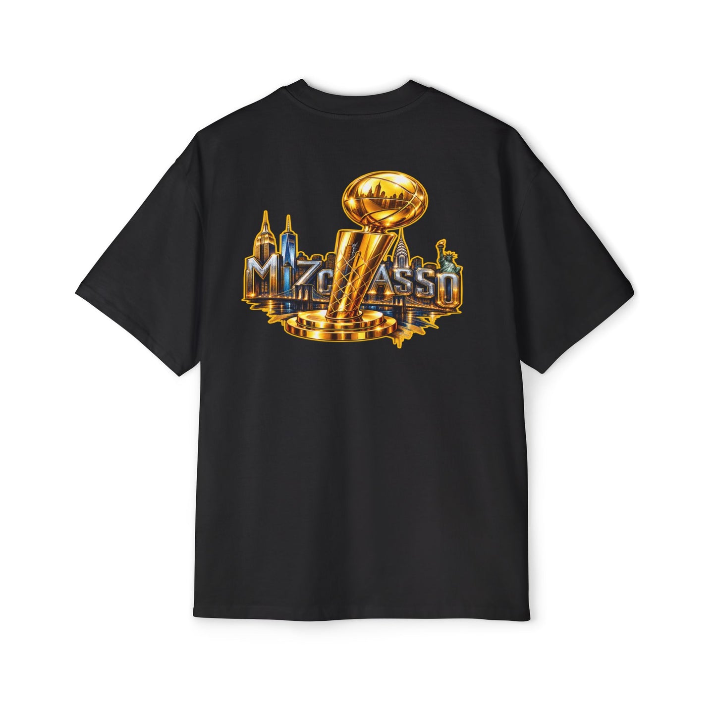 Championship Trophy Graphic Tee — 'MVP Assn' Gold City Back Print