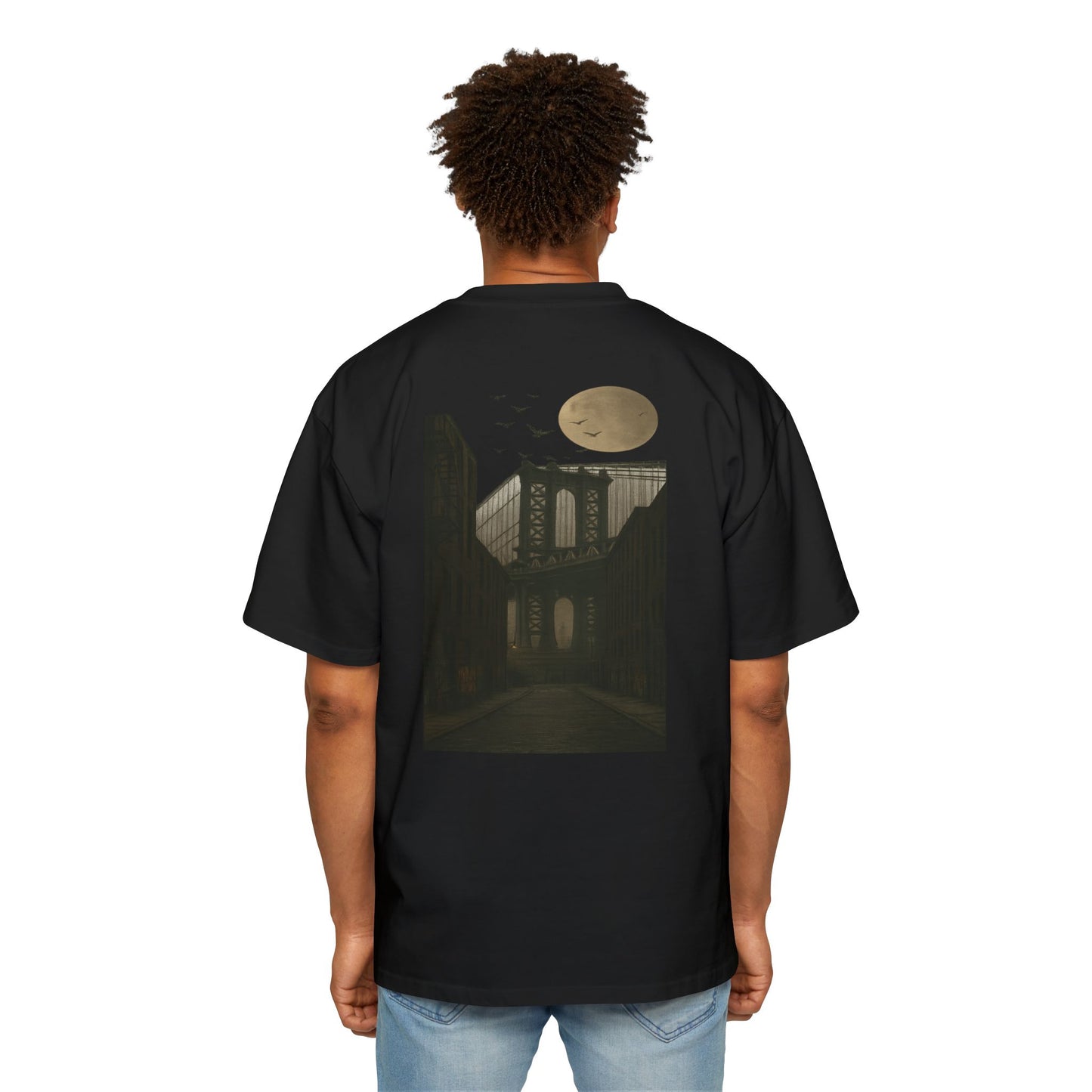 Men's Heavy Oversized Tee - Mizcasso Clothing with Brooklyn Bridge Design