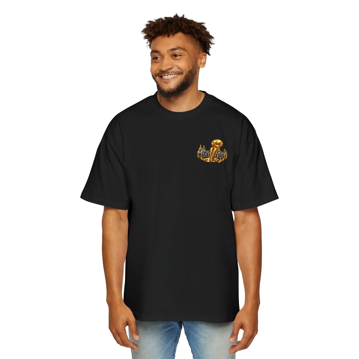 Championship Trophy Graphic Tee — 'MVP Assn' Gold City Back Print