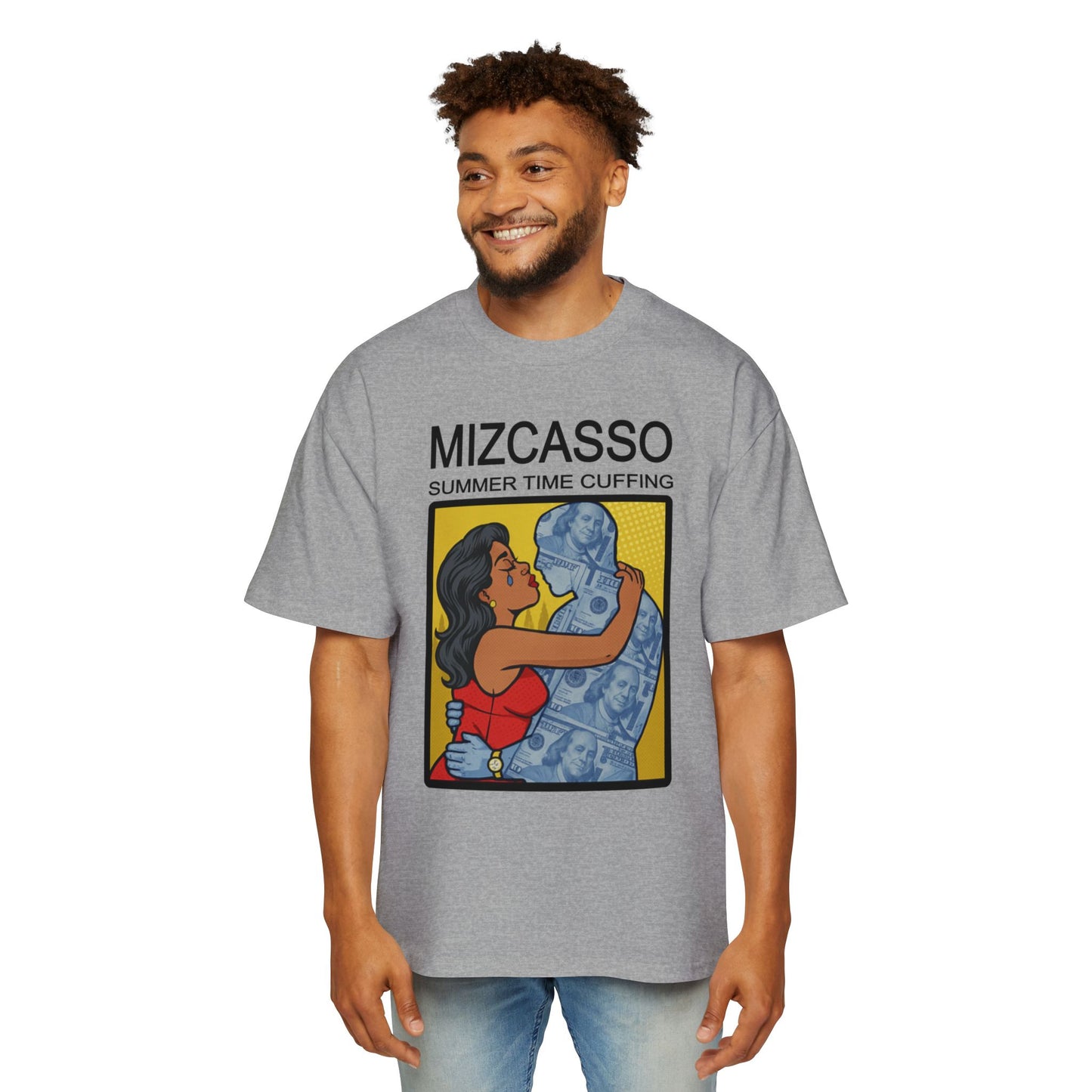 Men's Heavy Oversized Tee - Mizcasso Summer Time Cuffing Graphic