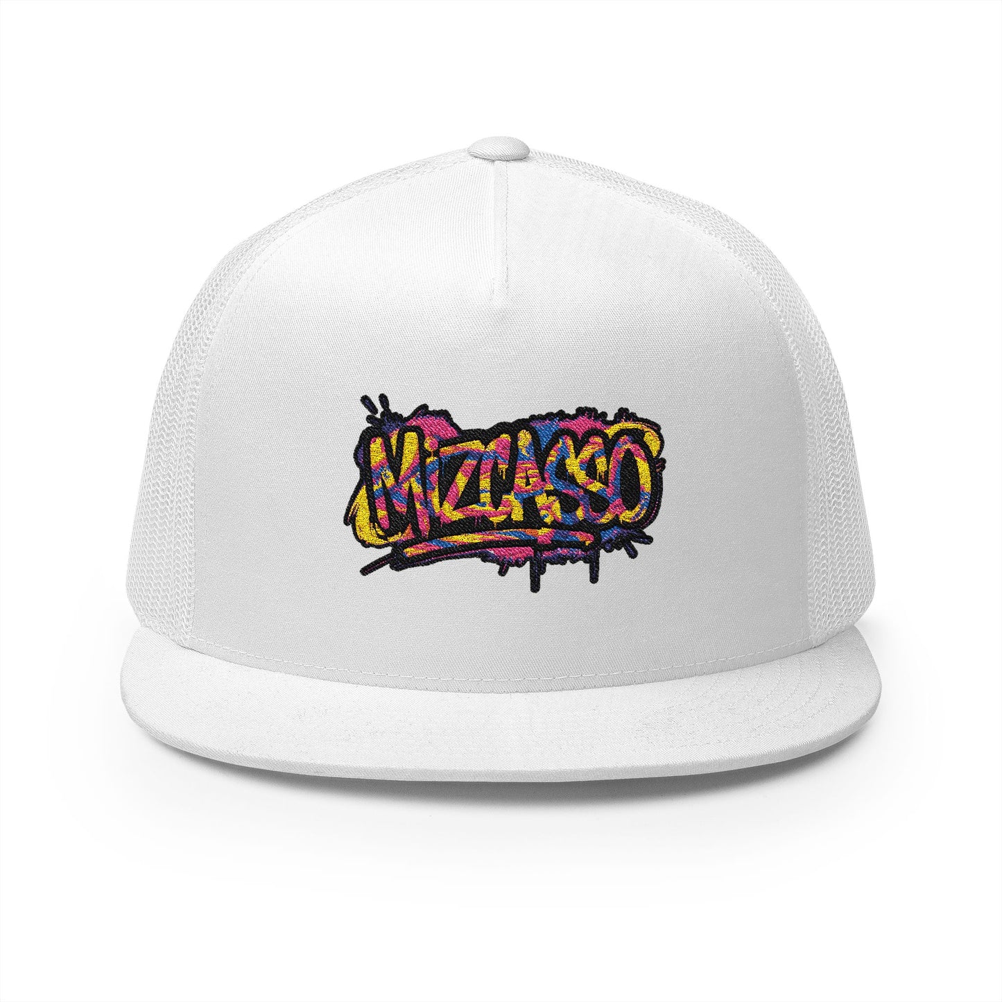 Vibrant Embroidered 5 Panel Trucker Cap - Streetwear Style