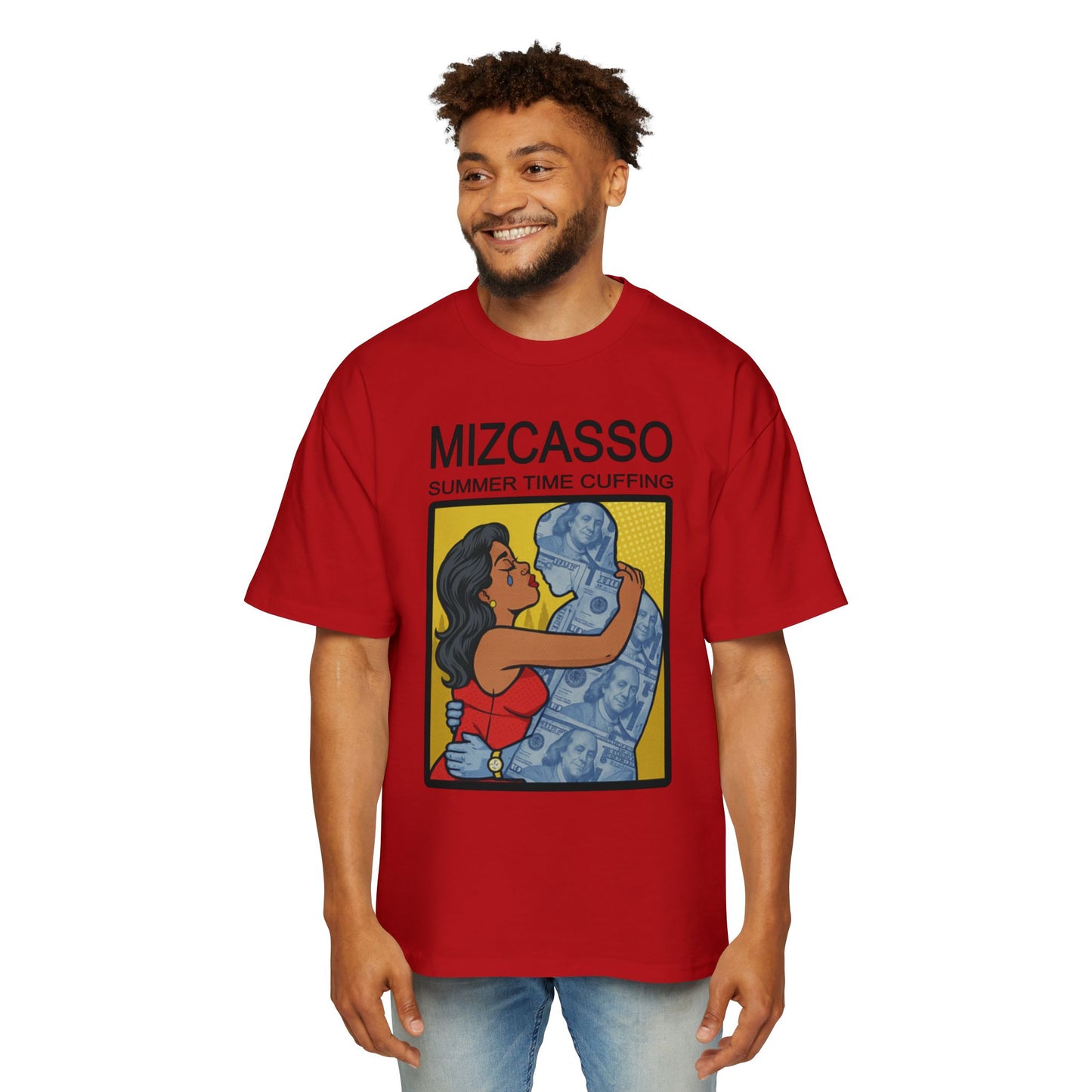 Men's Heavy Oversized Tee - Mizcasso Summer Time Cuffing Graphic