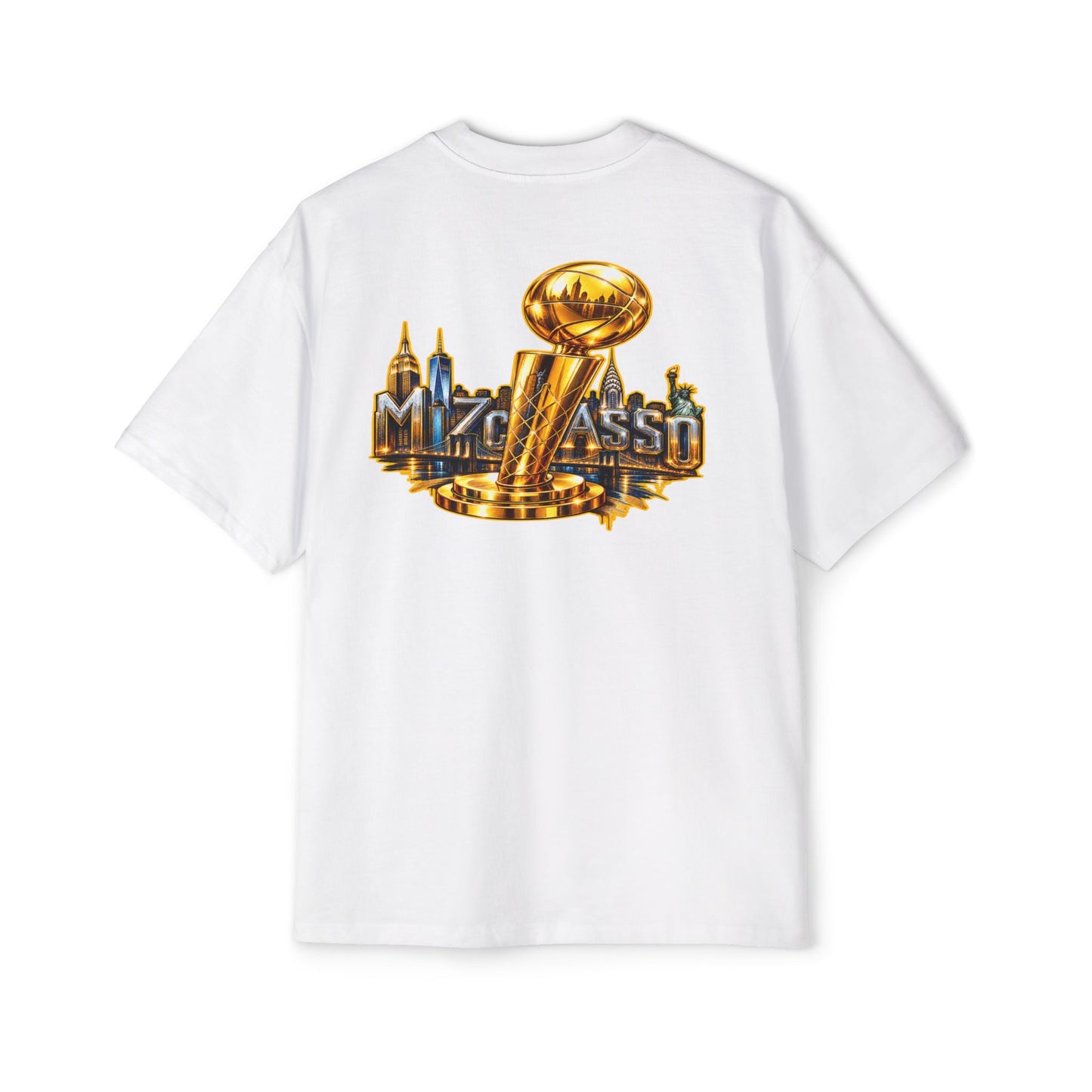 Championship Trophy Graphic Tee — 'MVP Assn' Gold City Back Print