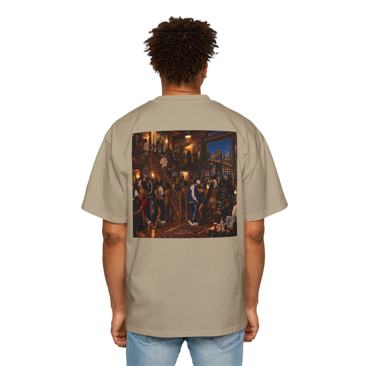 Oversized Men's Tee — Vintage Nightlife Graphic Streetwear