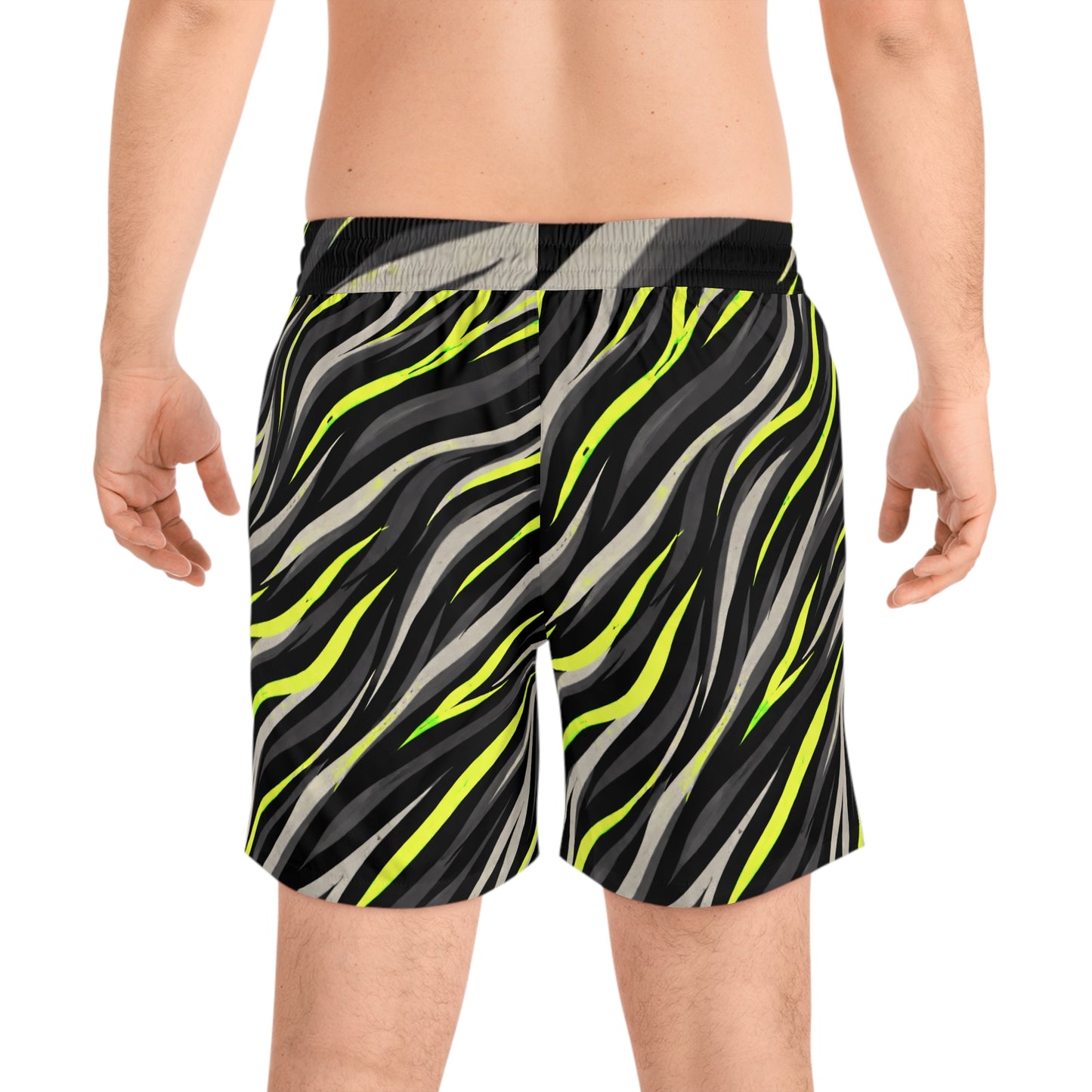 Men's Swim Shorts — Neon Zebra Wave All-Over Print